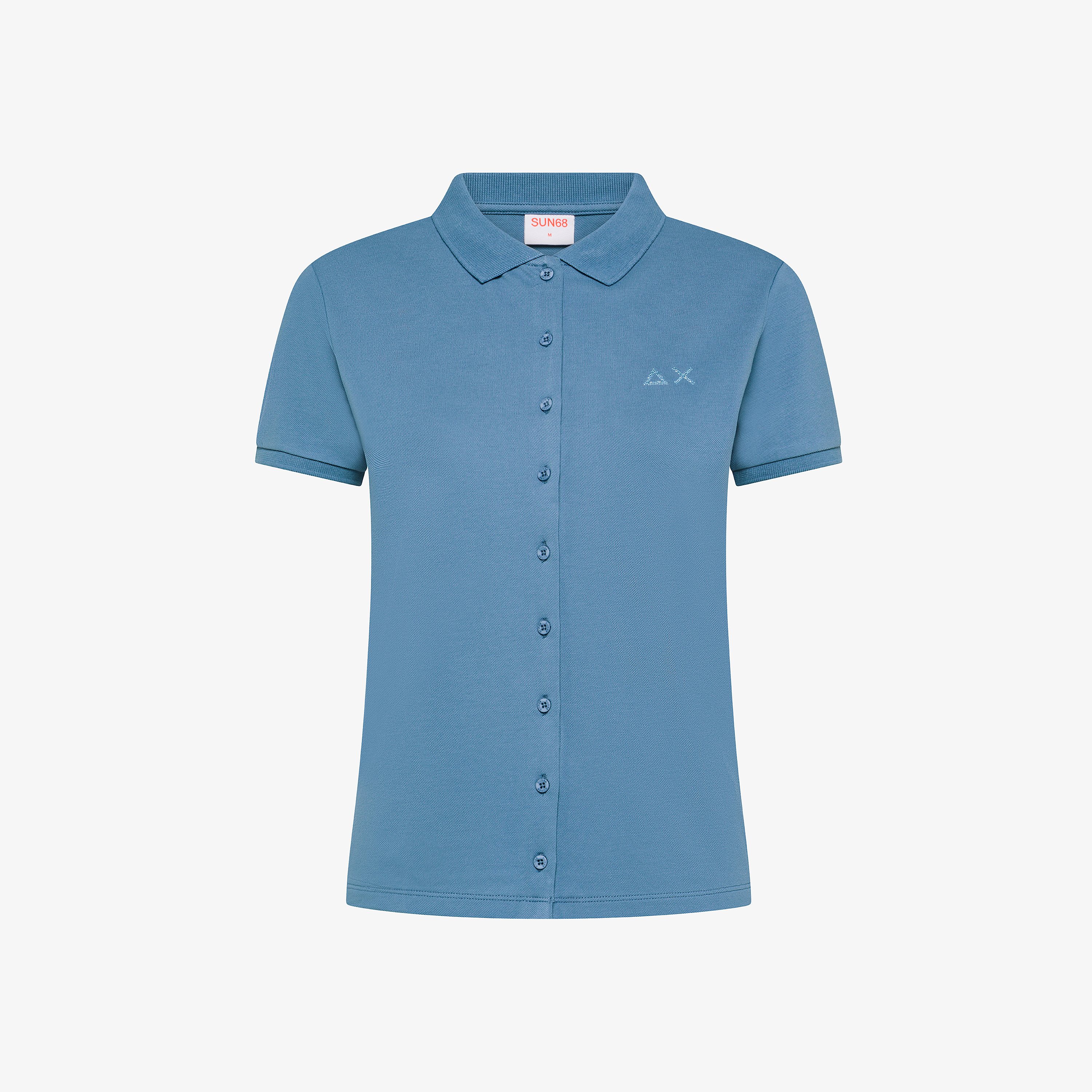 Camicia in piquet di cotone blu avio