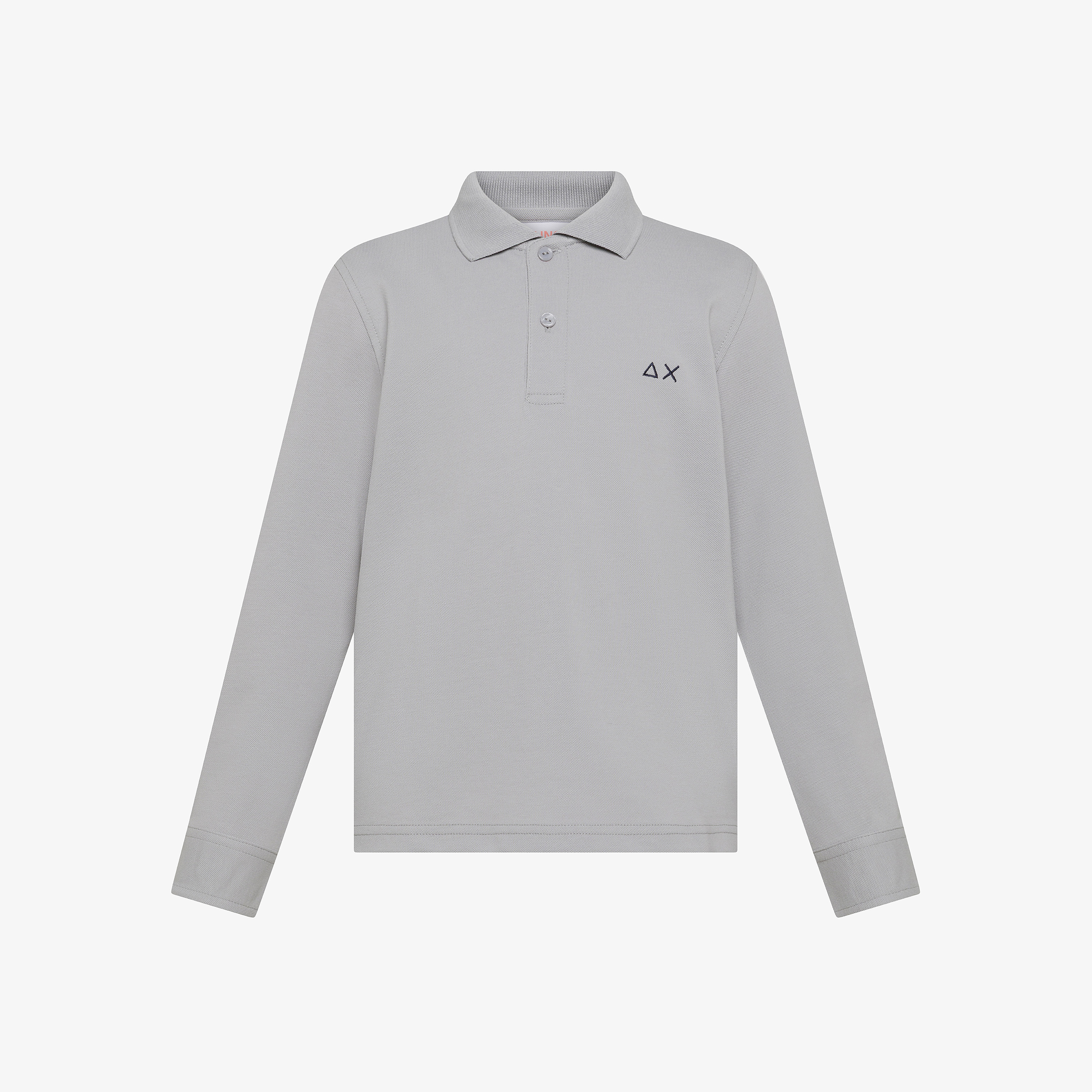 Polo in piquet di cotone con patch grigio medio Polo in piquet di cotone con patch grigio medio