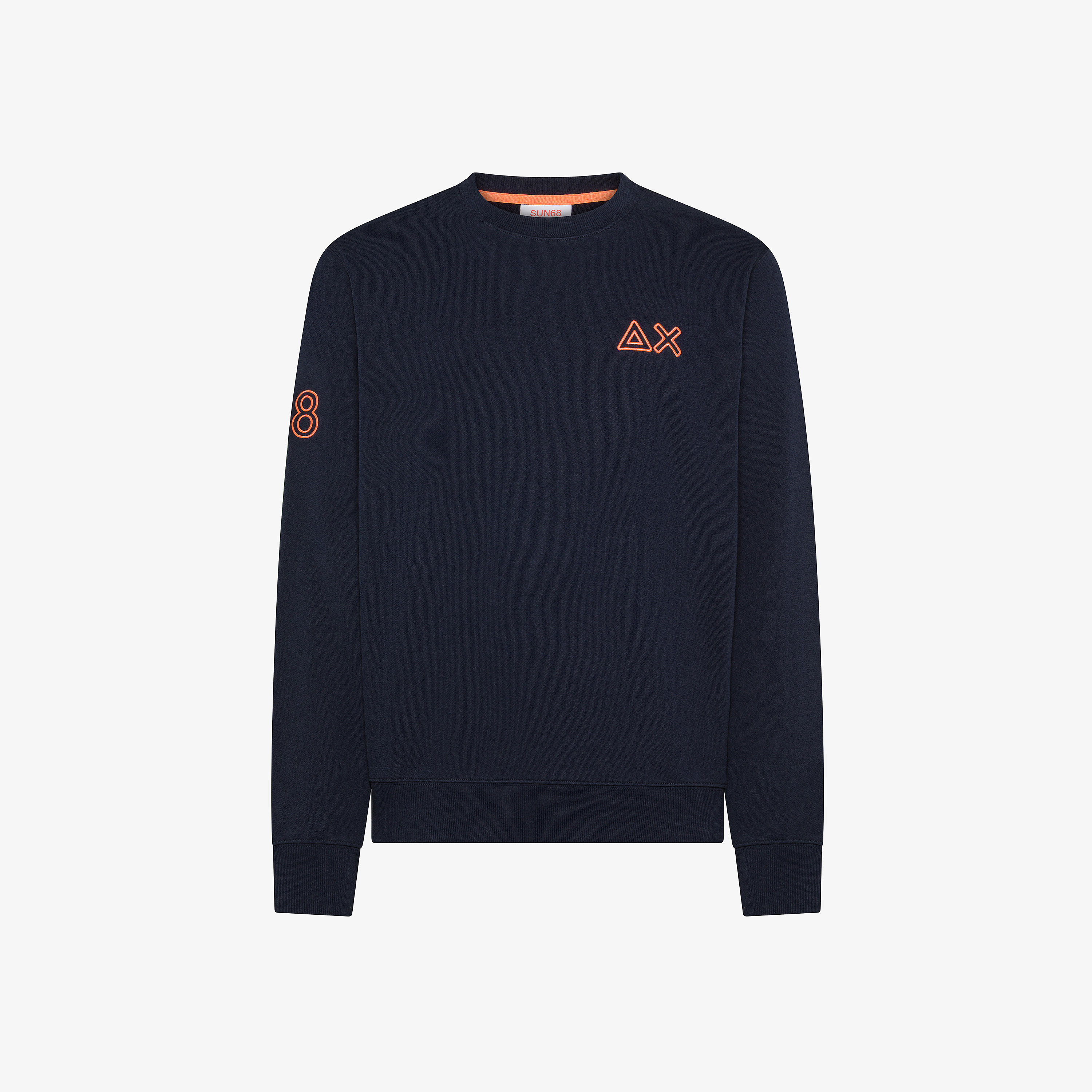 Felpa girocollo con logo fluo navy blue