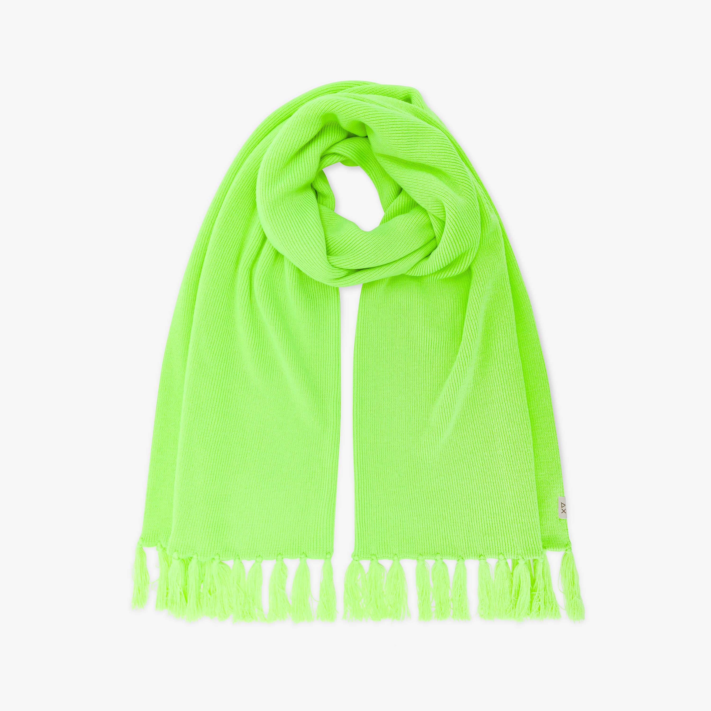 Sciarpa in misto lana con frange giallo fluo