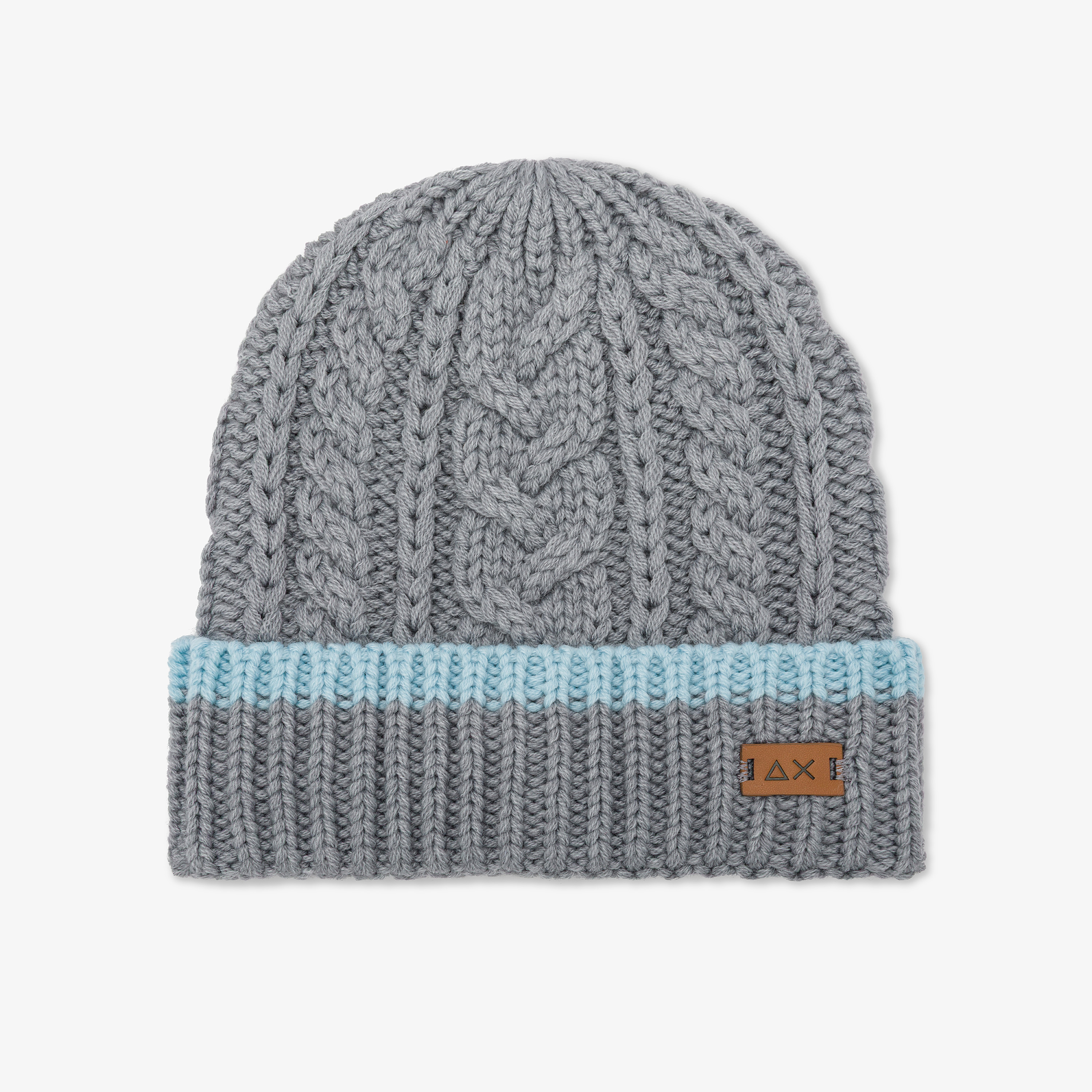Berretto beanie in misto lana a trecce grigio medio