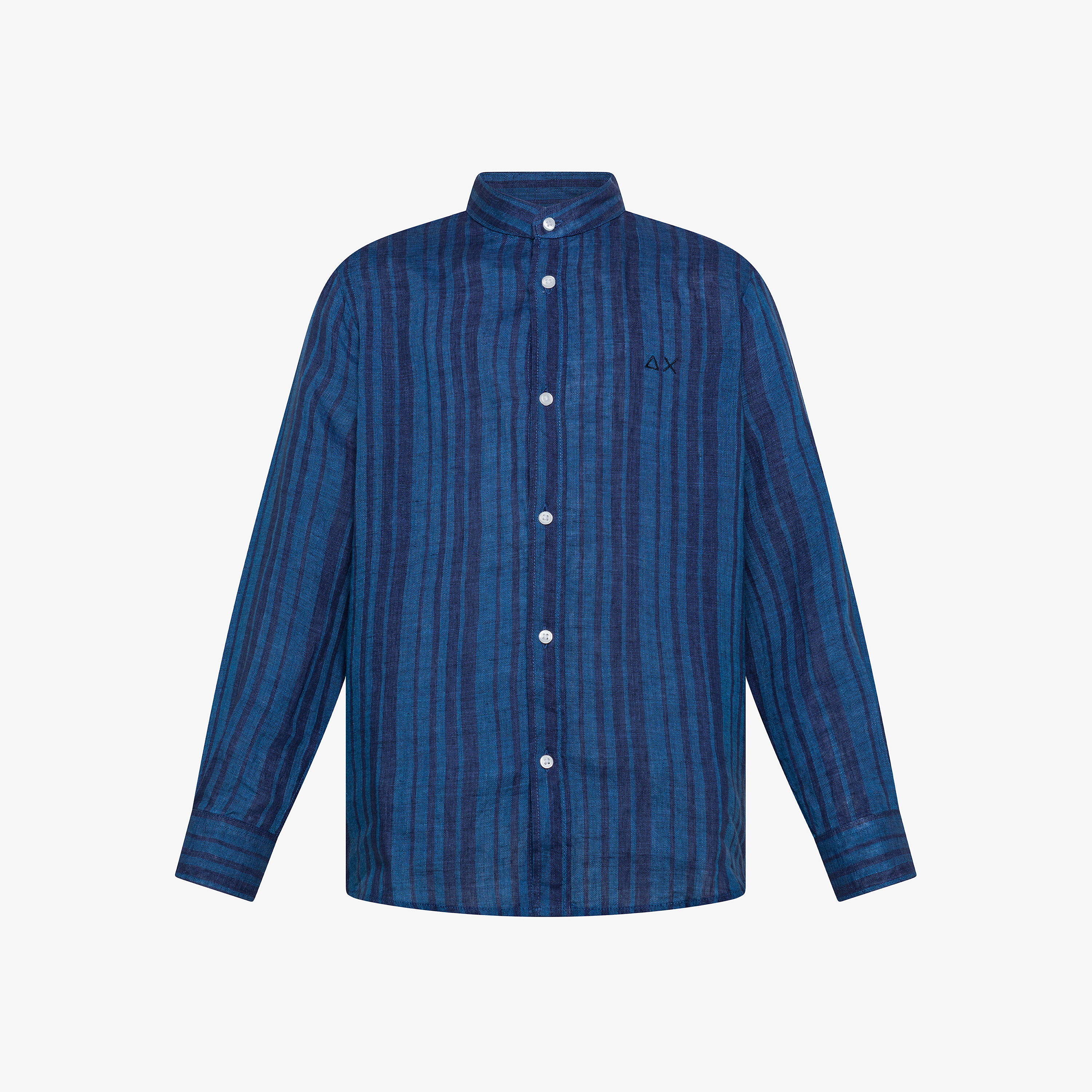 Navy blue/dark avio blue striped linen shirt