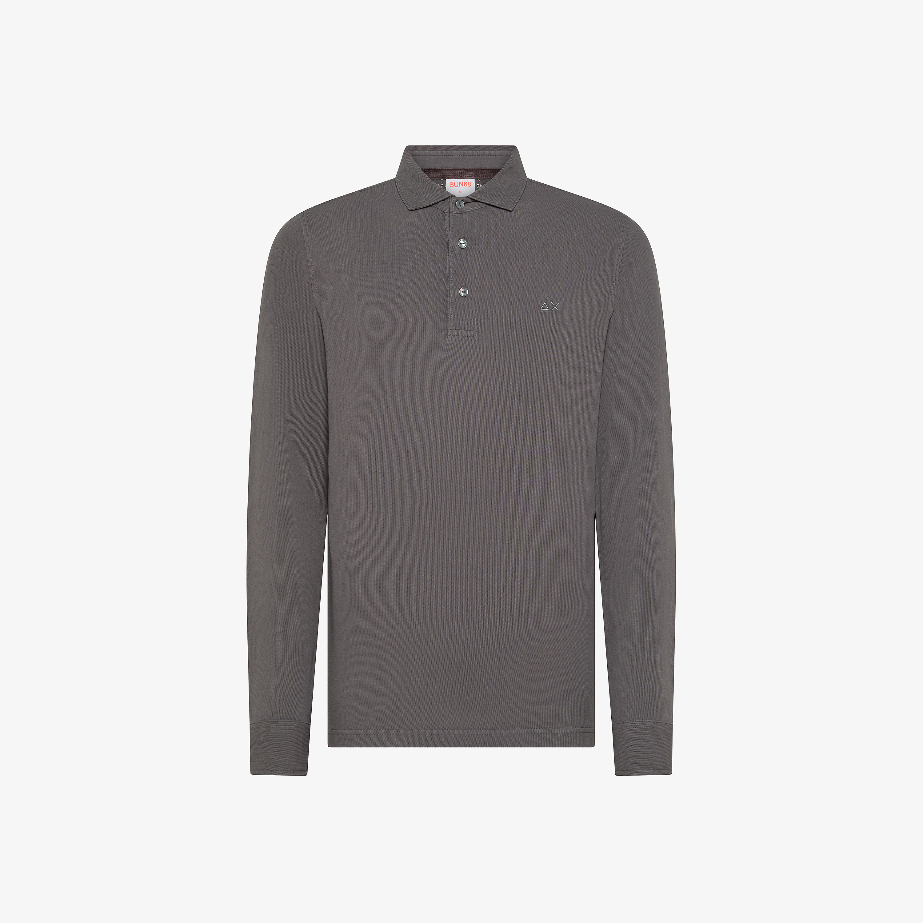 Ink black long-sleeved cotton polo