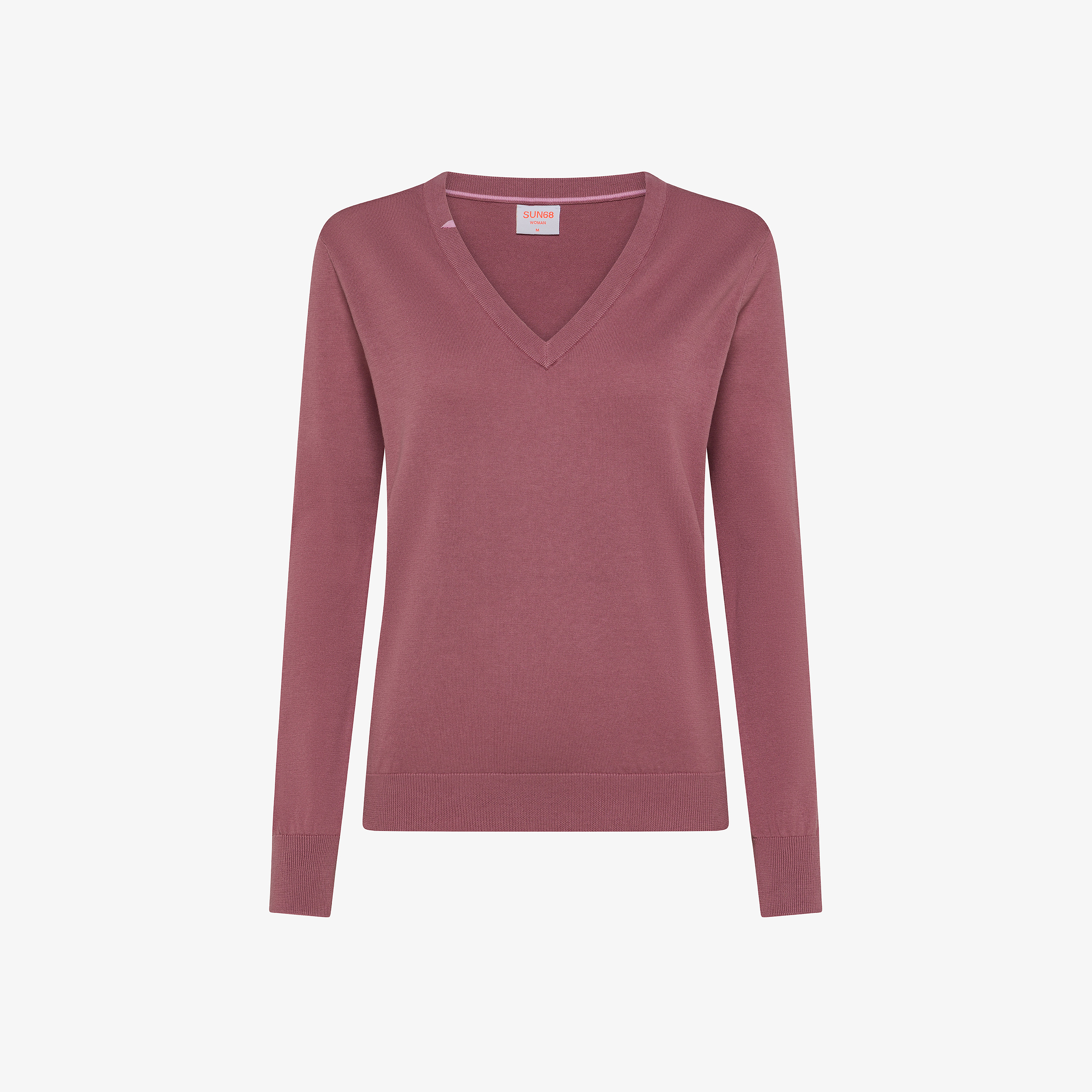 Dark pink cotton V-neck jumper