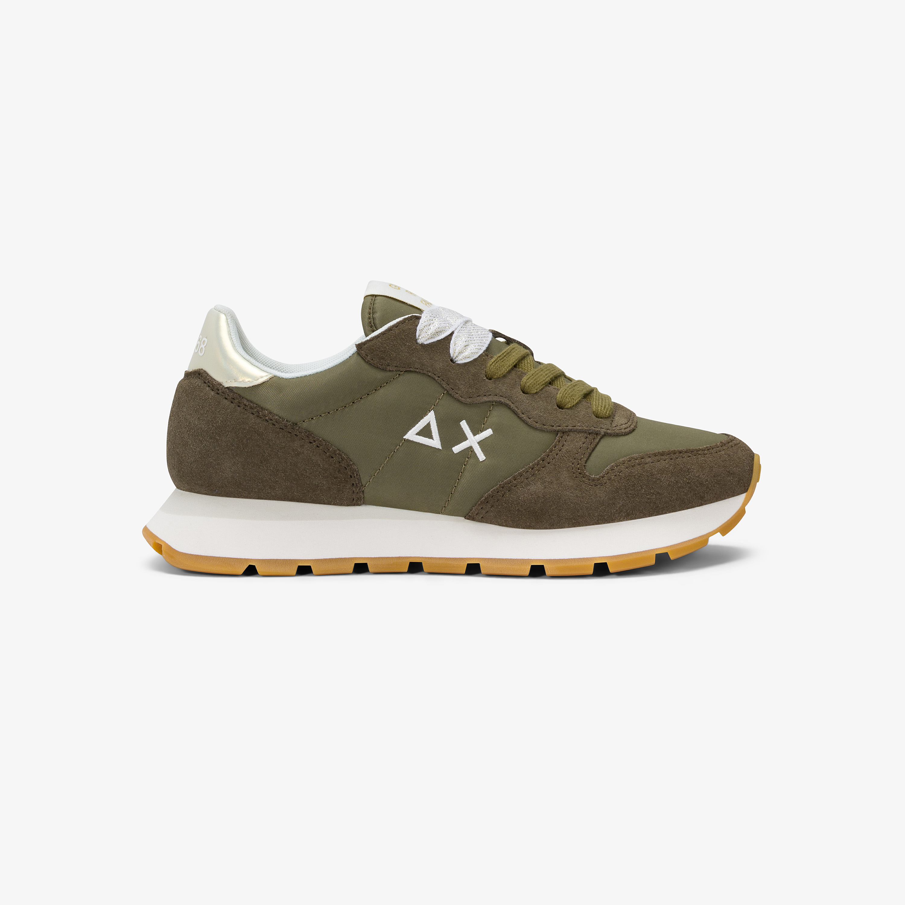 Sneaker Ally Gold Silver in suede e nylon verde militare