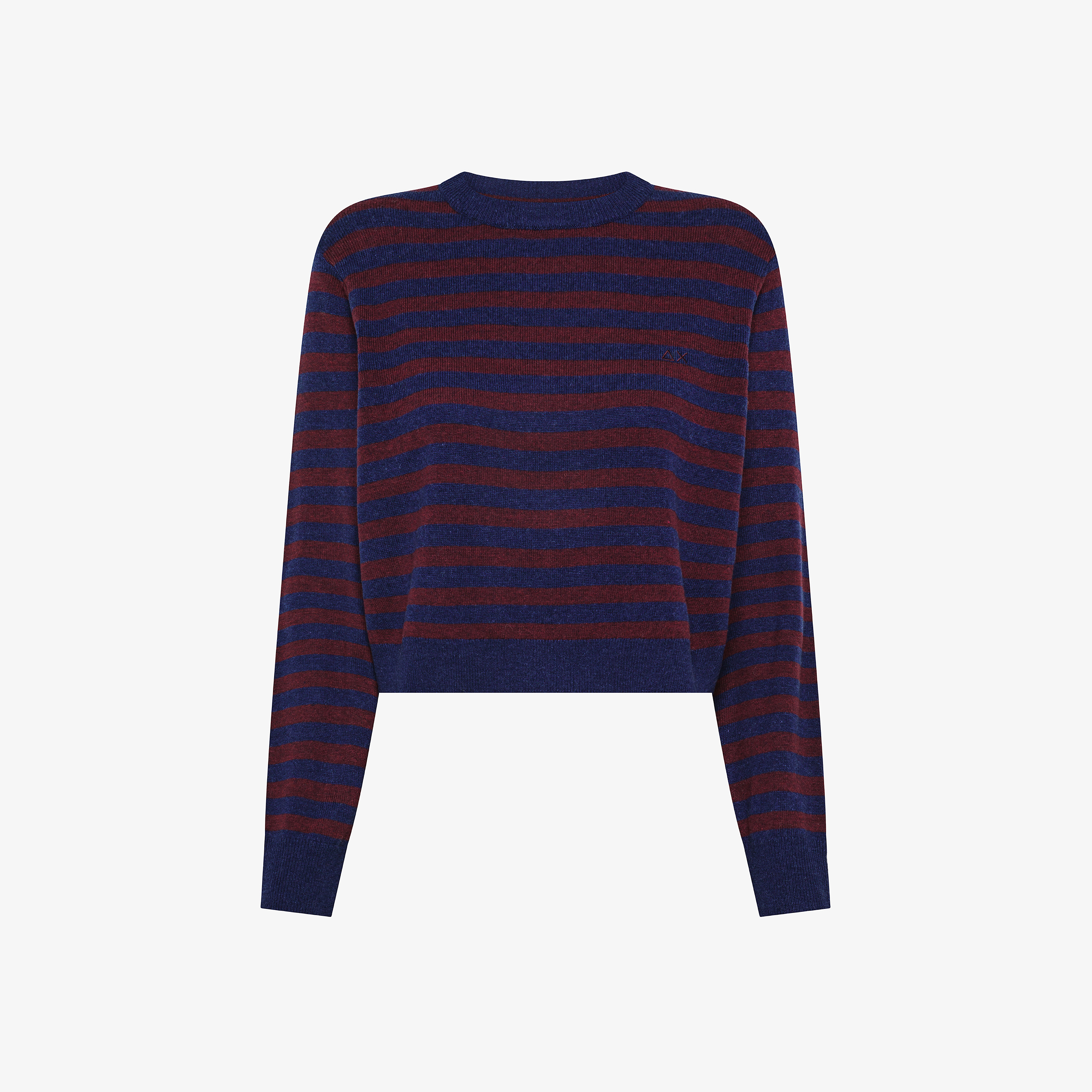 Maglia a righe in lana e cashmere blue profondo/bordeaux