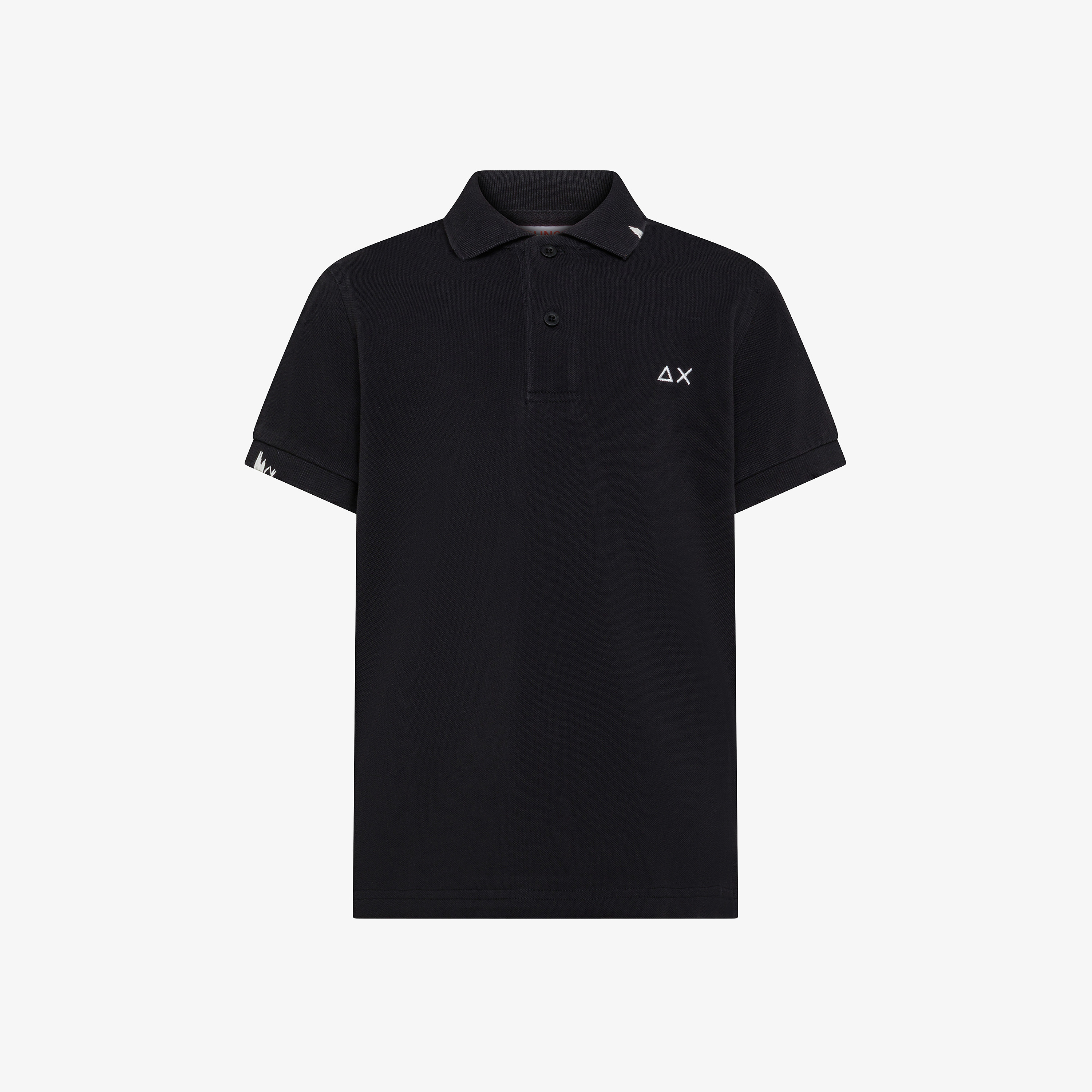 Black cotton piqué polo shirt