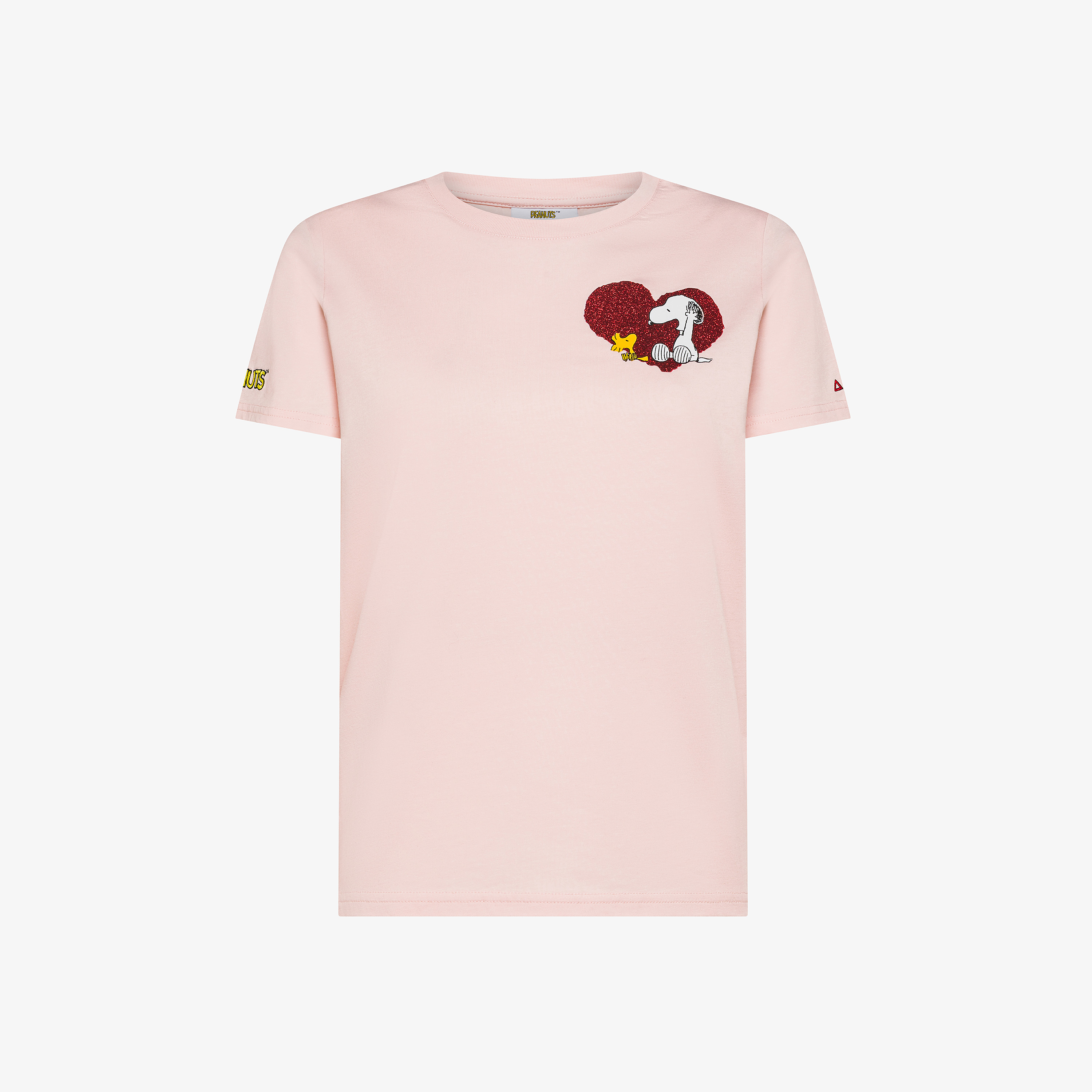 T-shirt girocollo Peanuts in jersey di cotone rosa