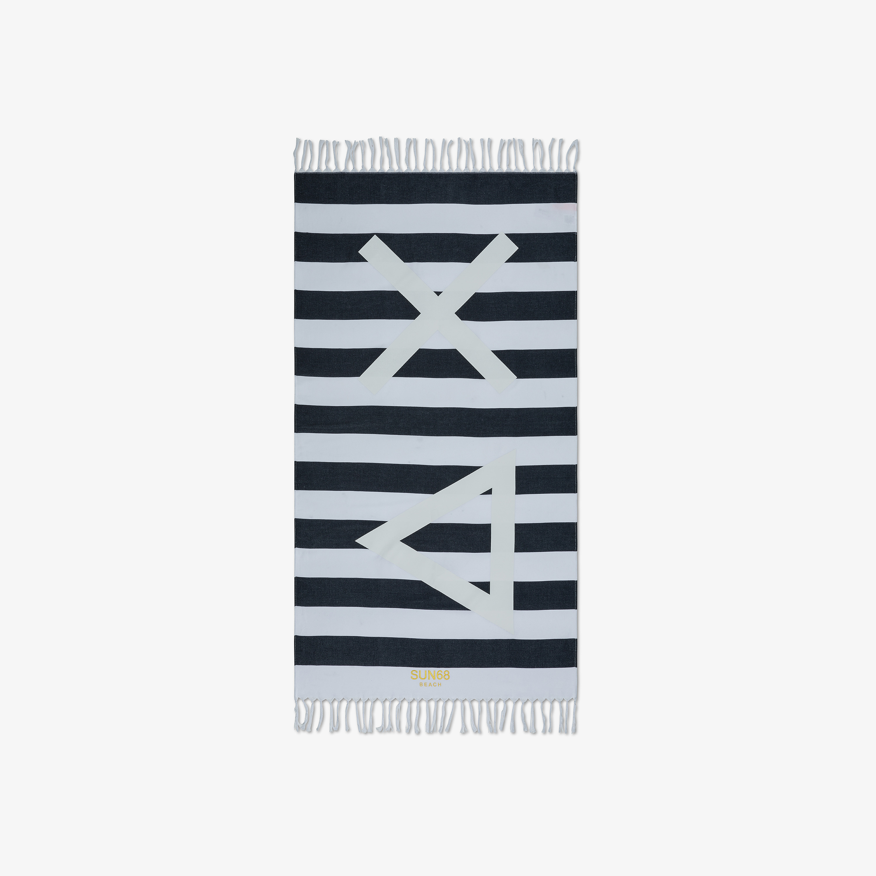 White and navy blue striped cotton beach towel White and navy blue striped cotton beach towel