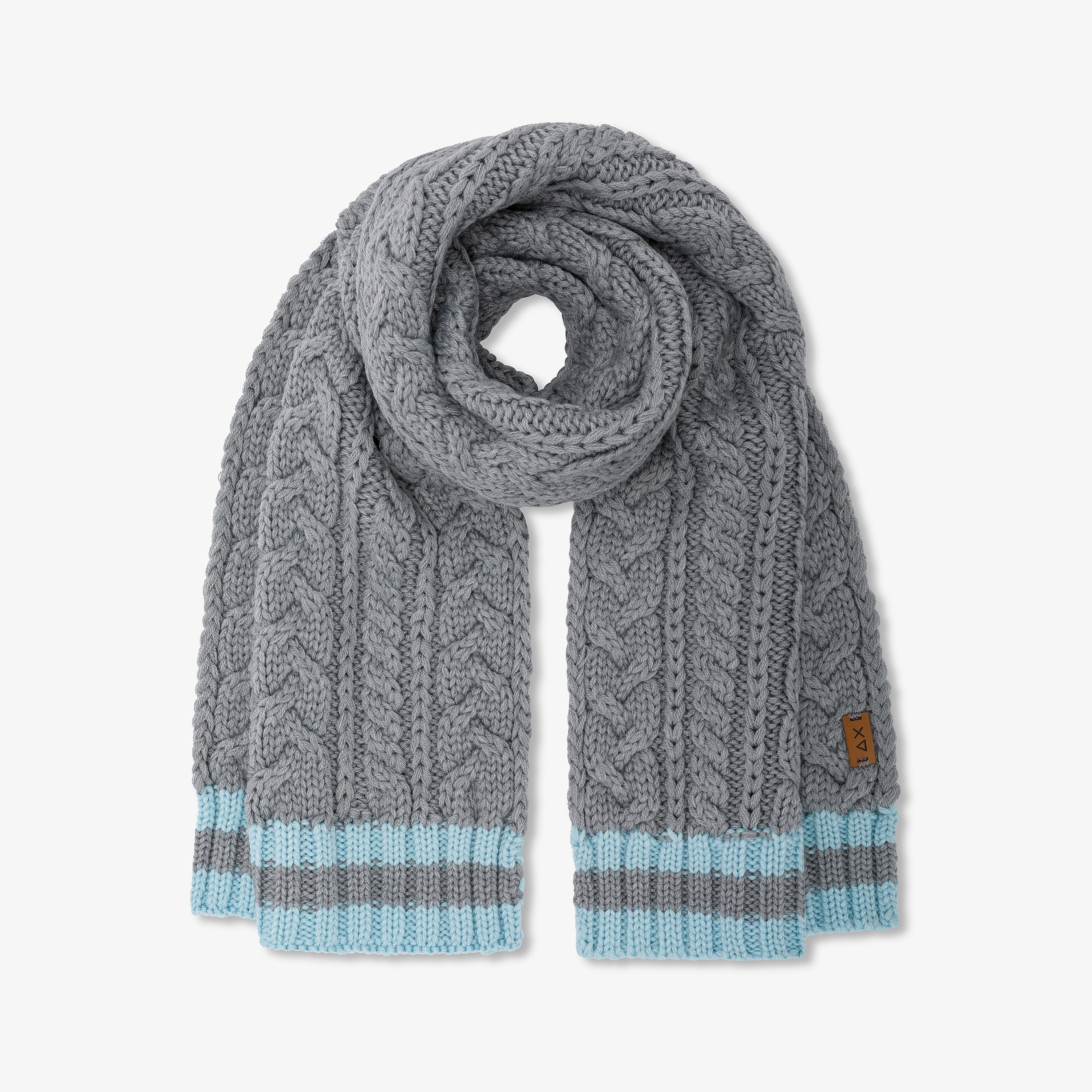 Sciarpa in misto lana a trecce grigio medio