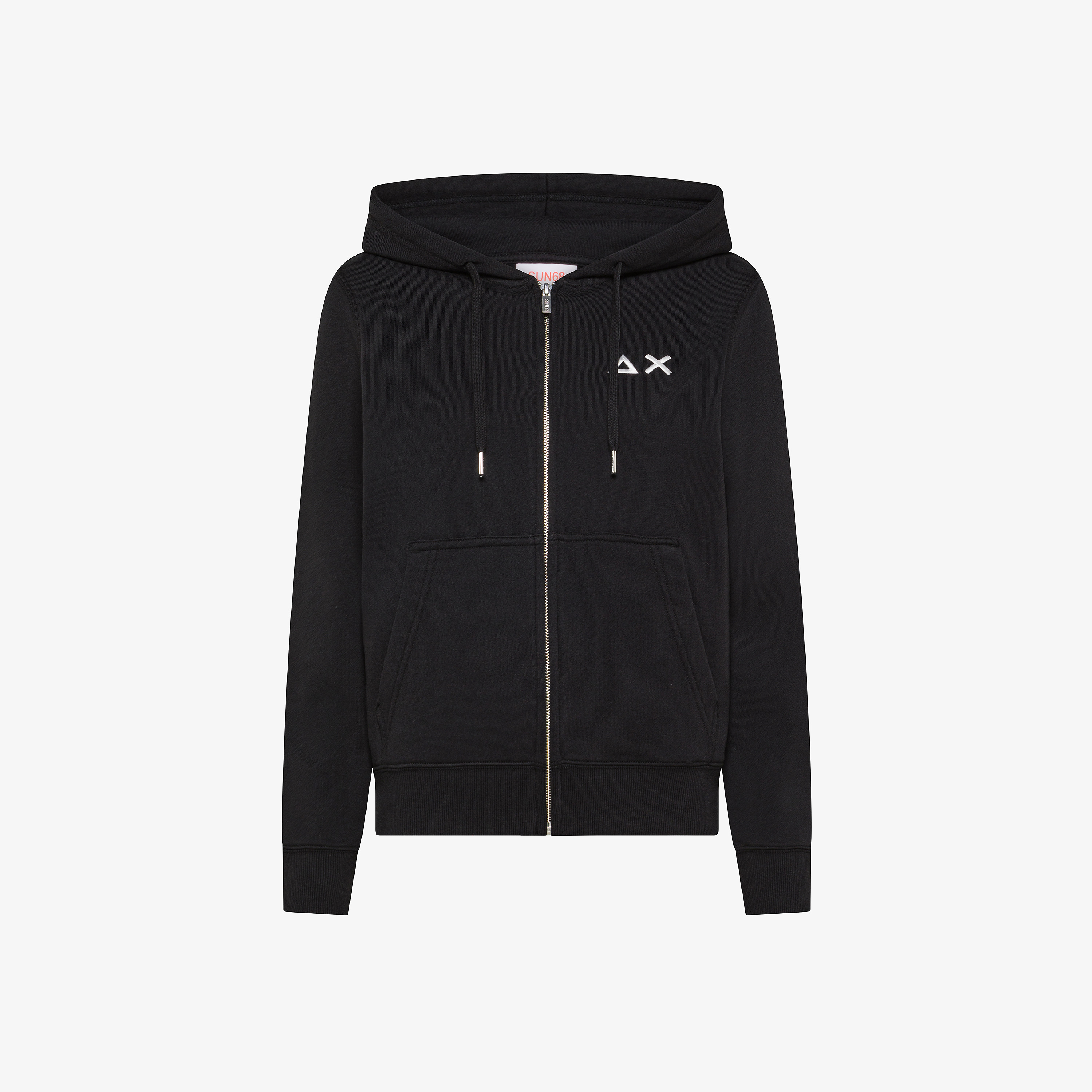 Felpa in cotone con tasche e zip nero