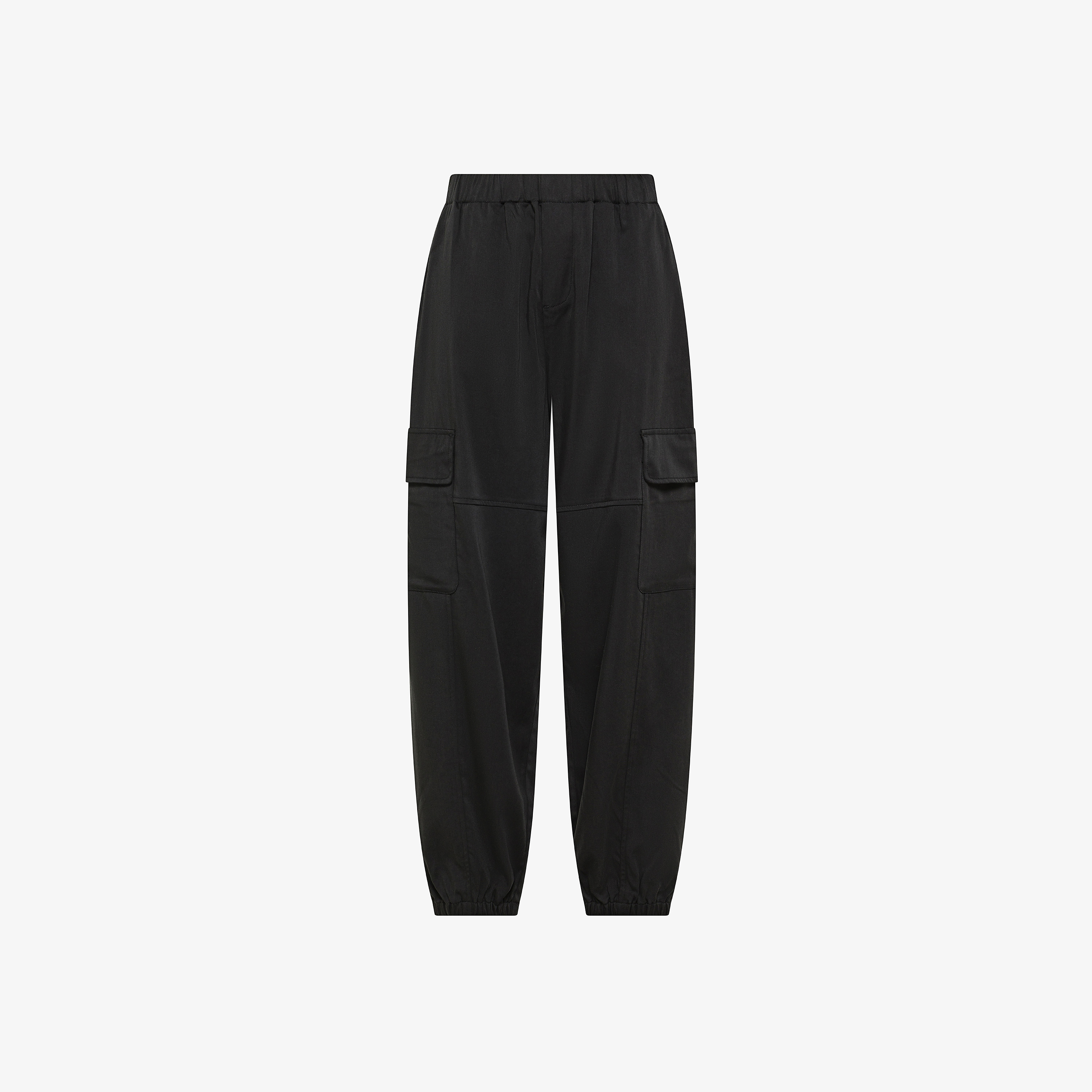 Pantaloni cargo in cotone con elastico nero