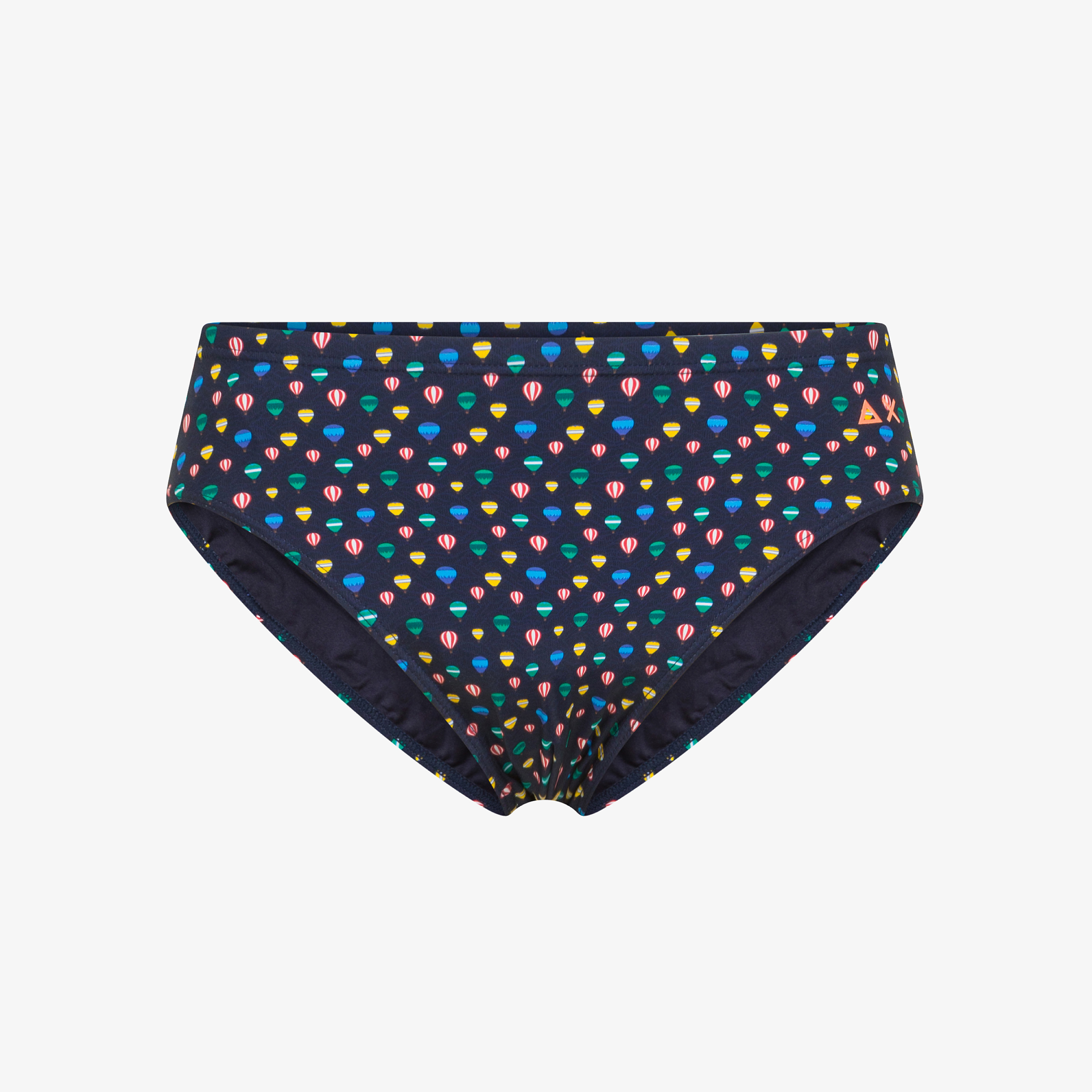 Slip mare in nylon stampato blu avio scuro