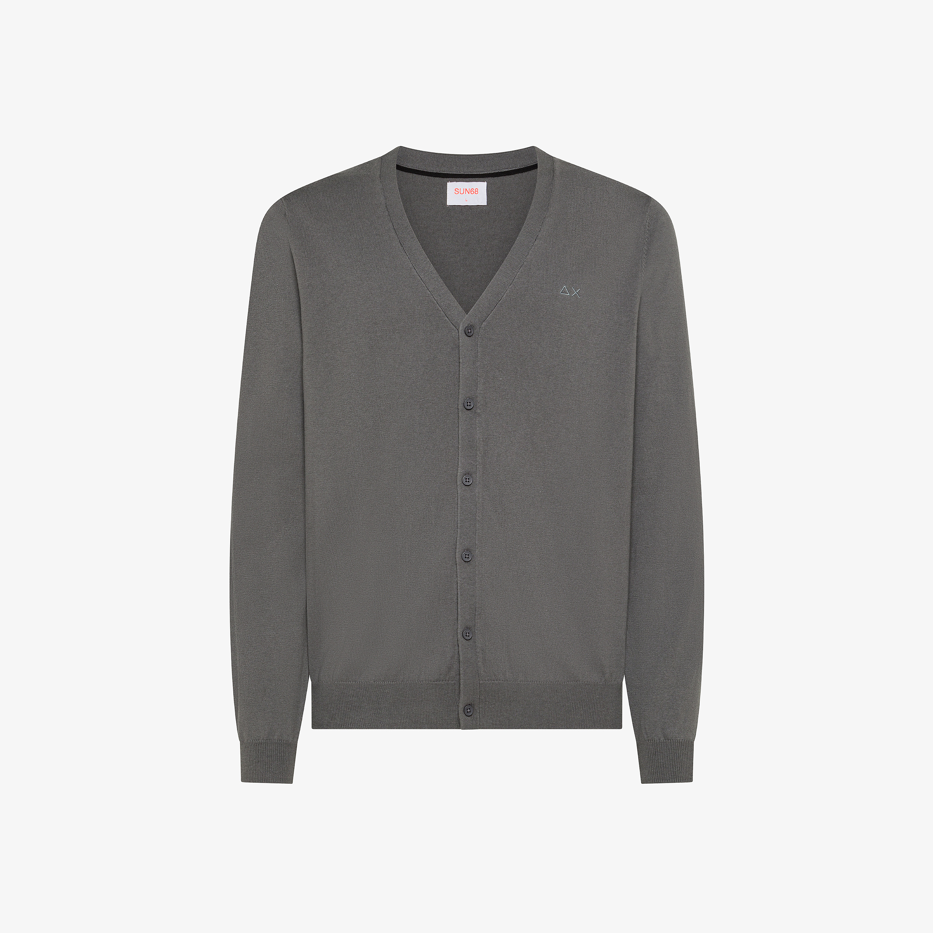 Cardigan in lana e cotone grigio scuro