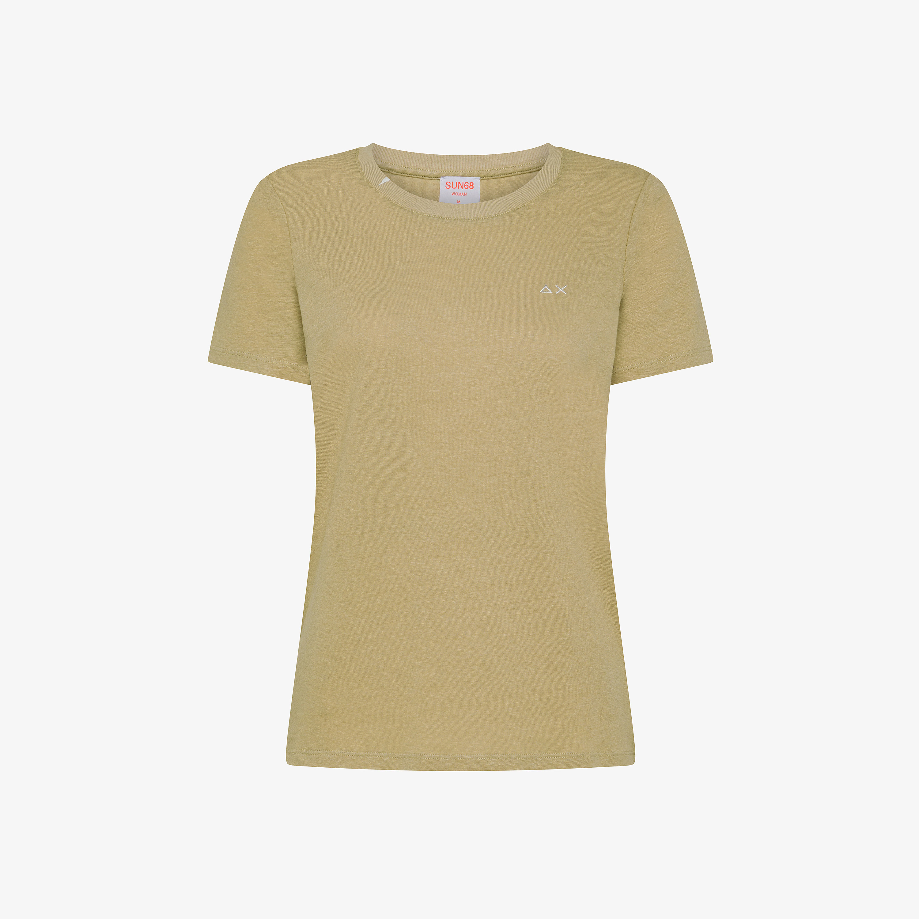 T-shirt in lino e cotone sabbia