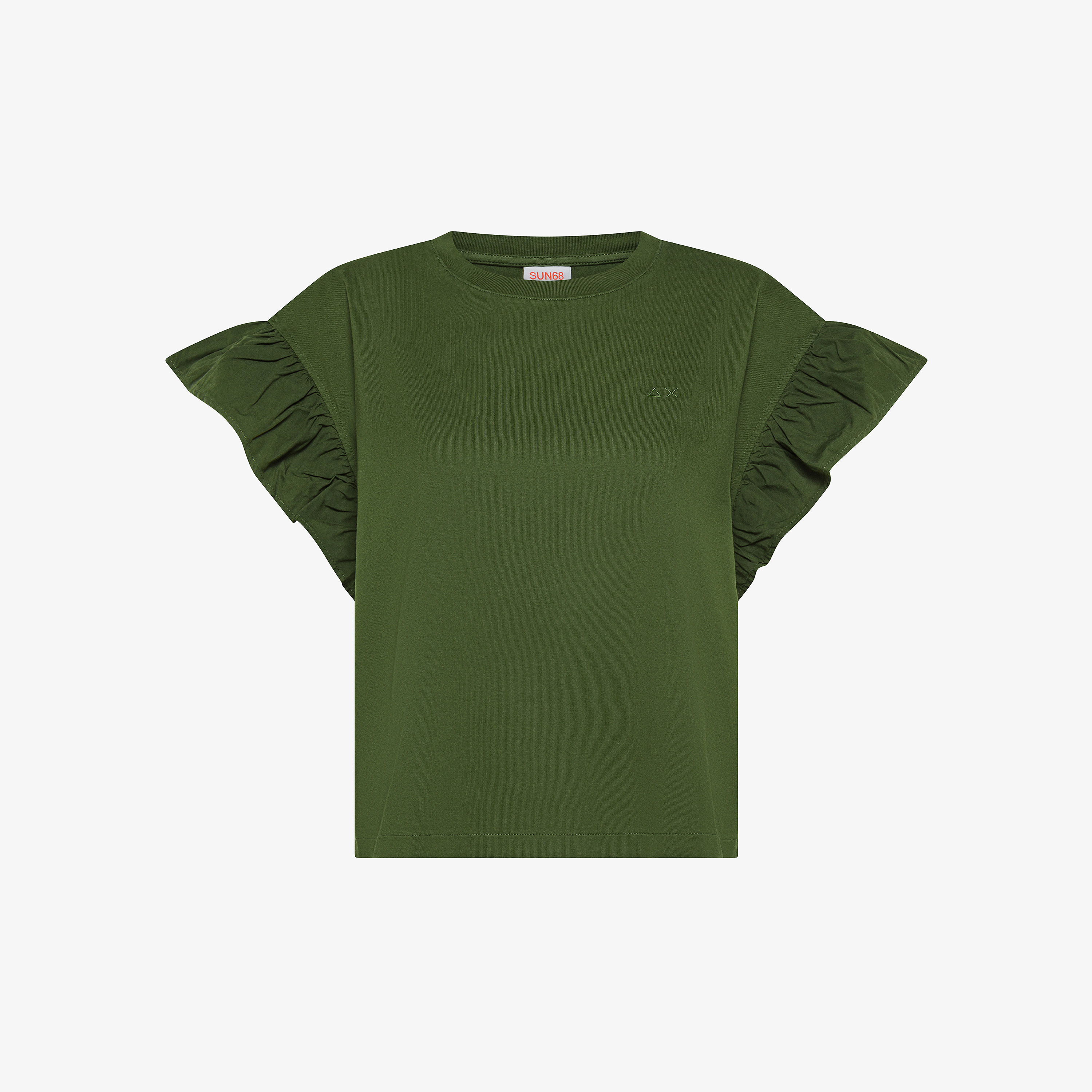 Dark green cotton T-shirt with cap sleeves
