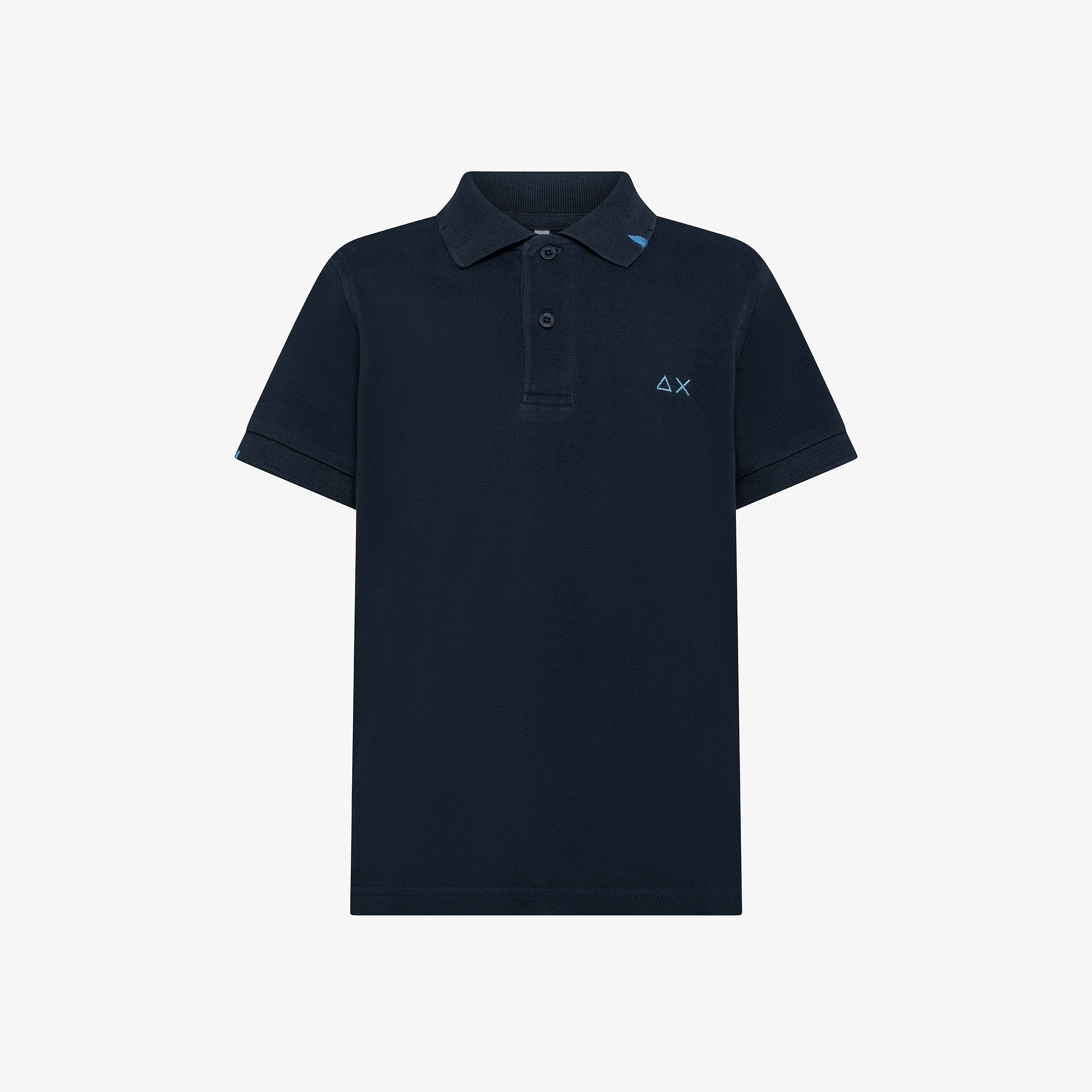 Navy blue cotton piqué polo shirt