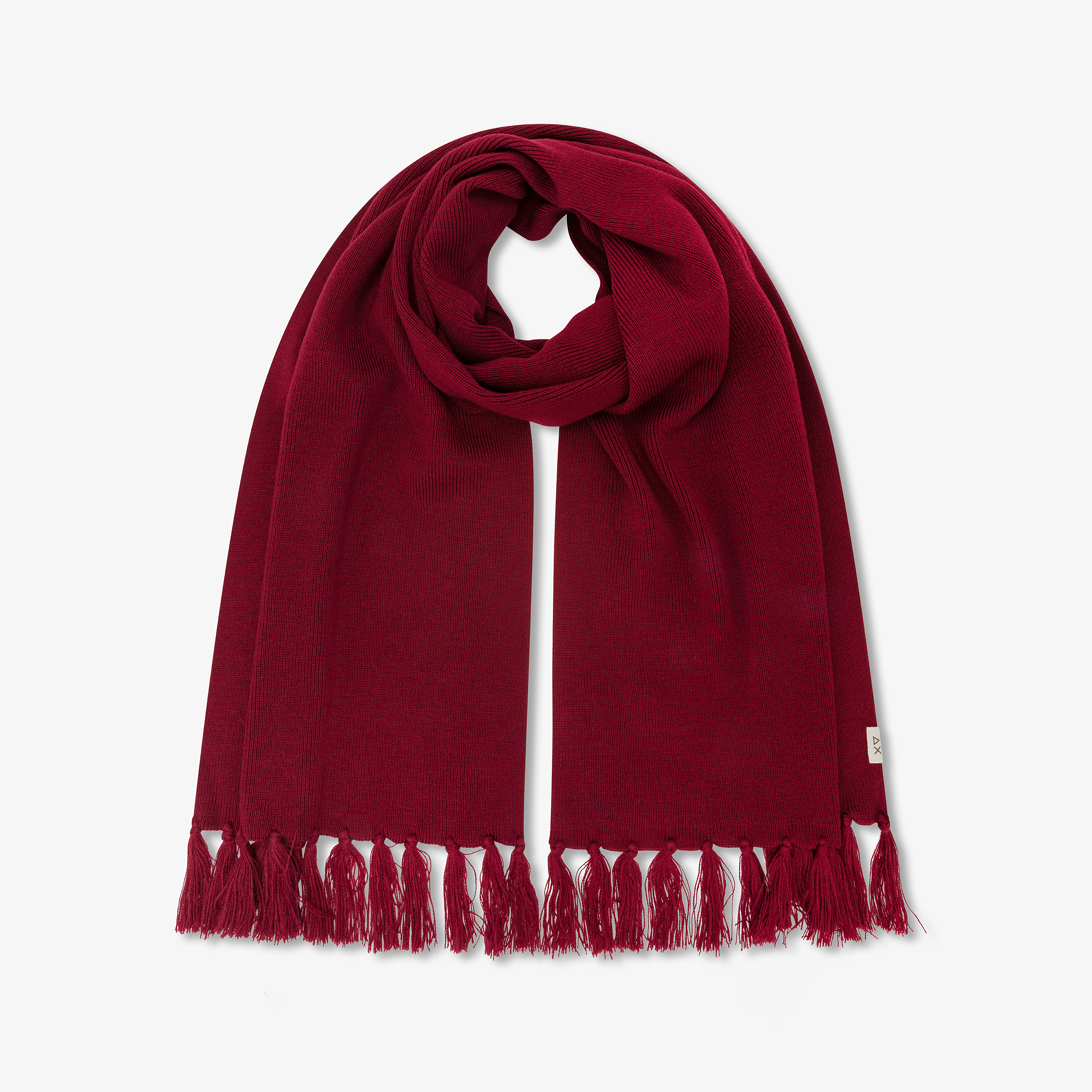 Bordeaux wool blend scarf with fringes