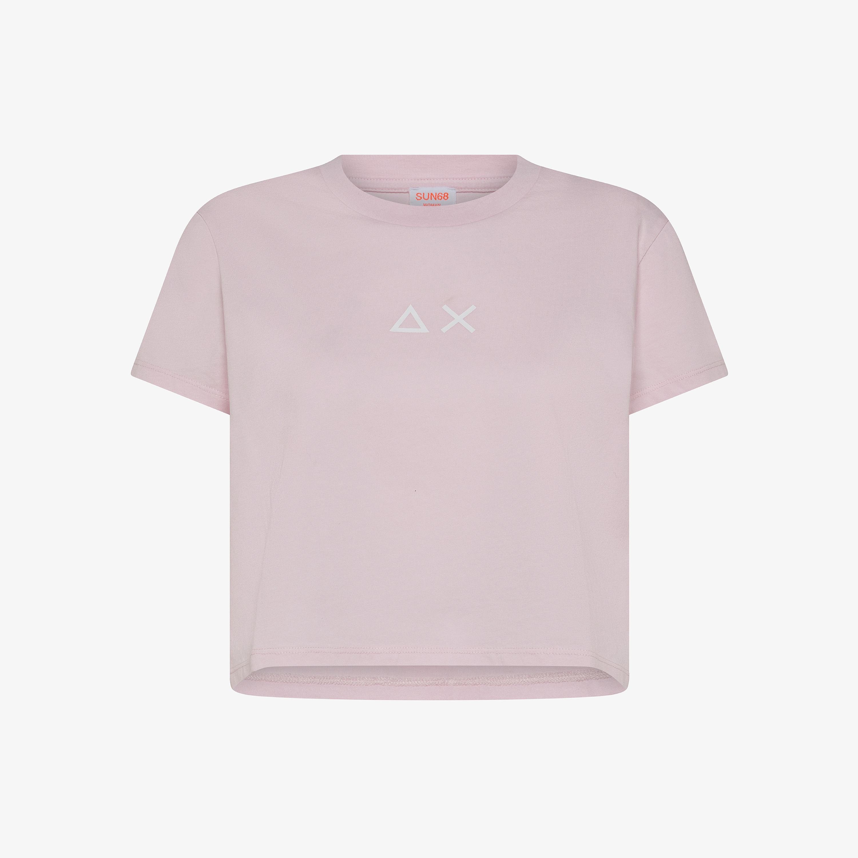 T-shirt cropped in jersey di cotone rosa