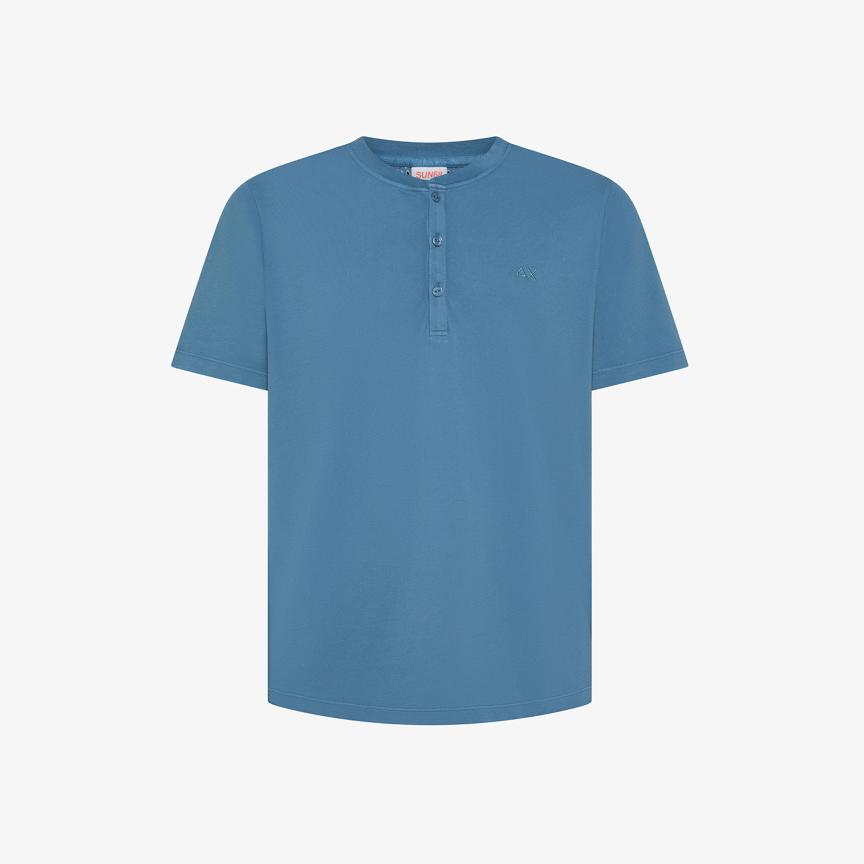 T-shirt in piquet di cotone blu avio