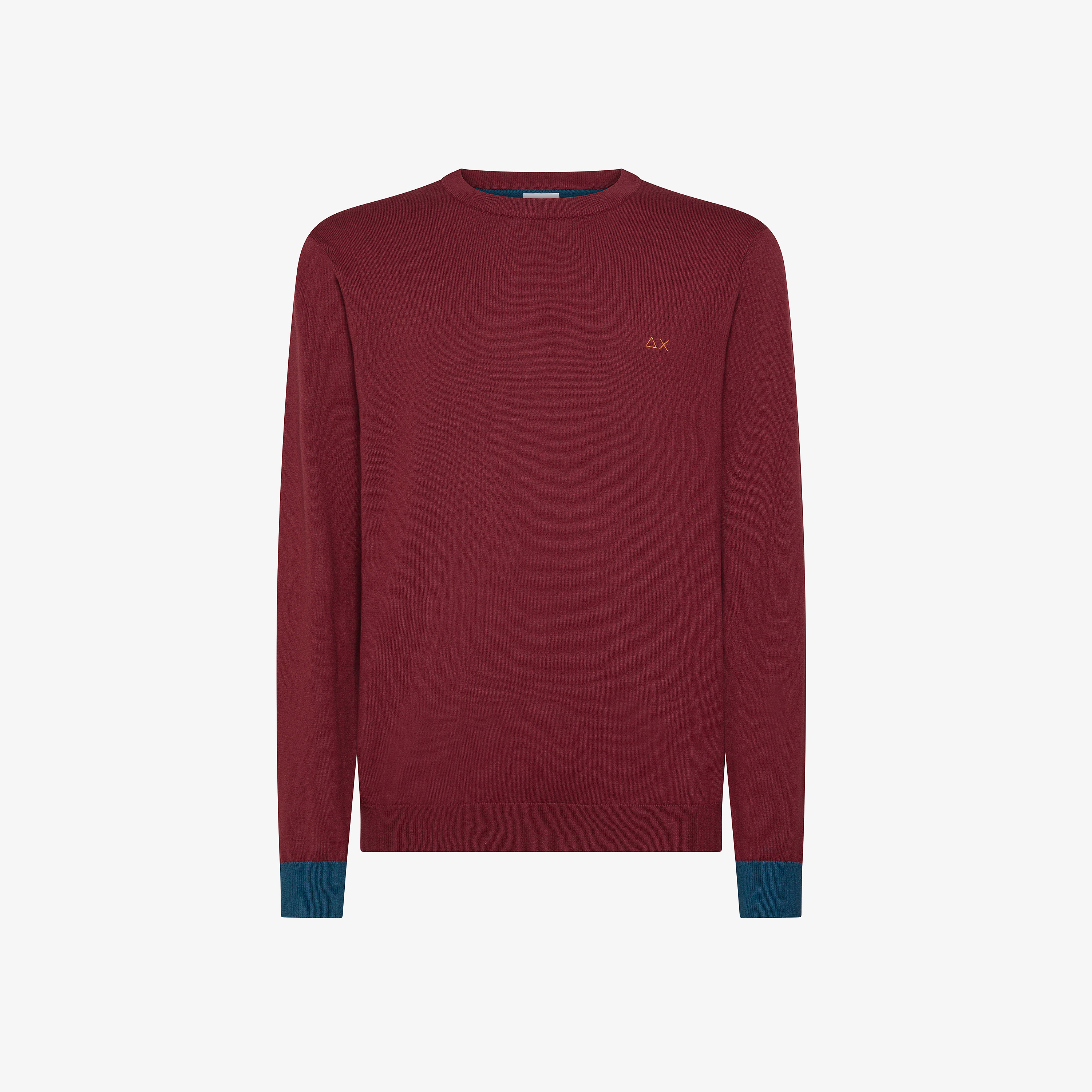 Maglia in lana e cotone con patch bordeaux