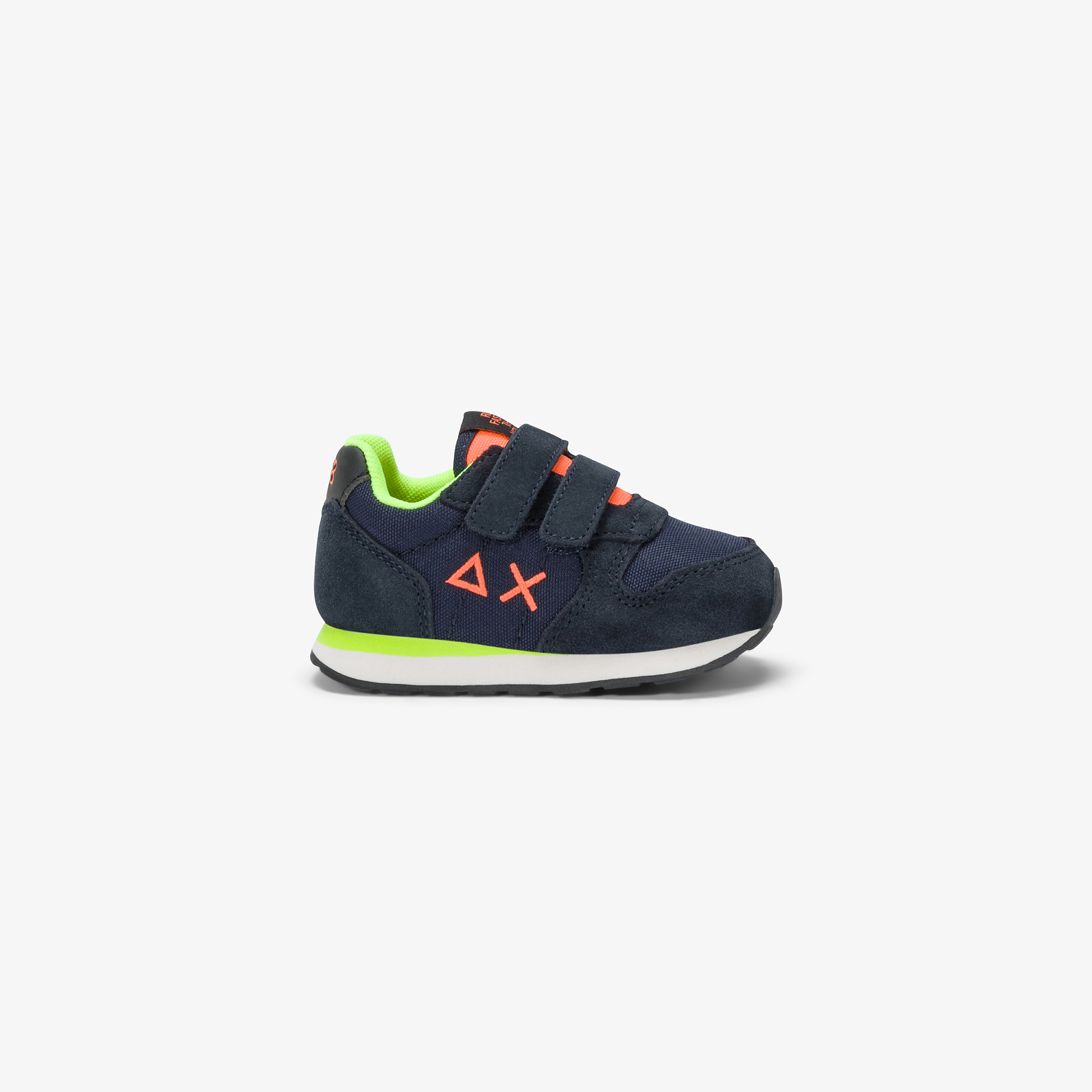 Sneaker First Step Boy's Tom Fluo in nylon e suede con strappi navy blue