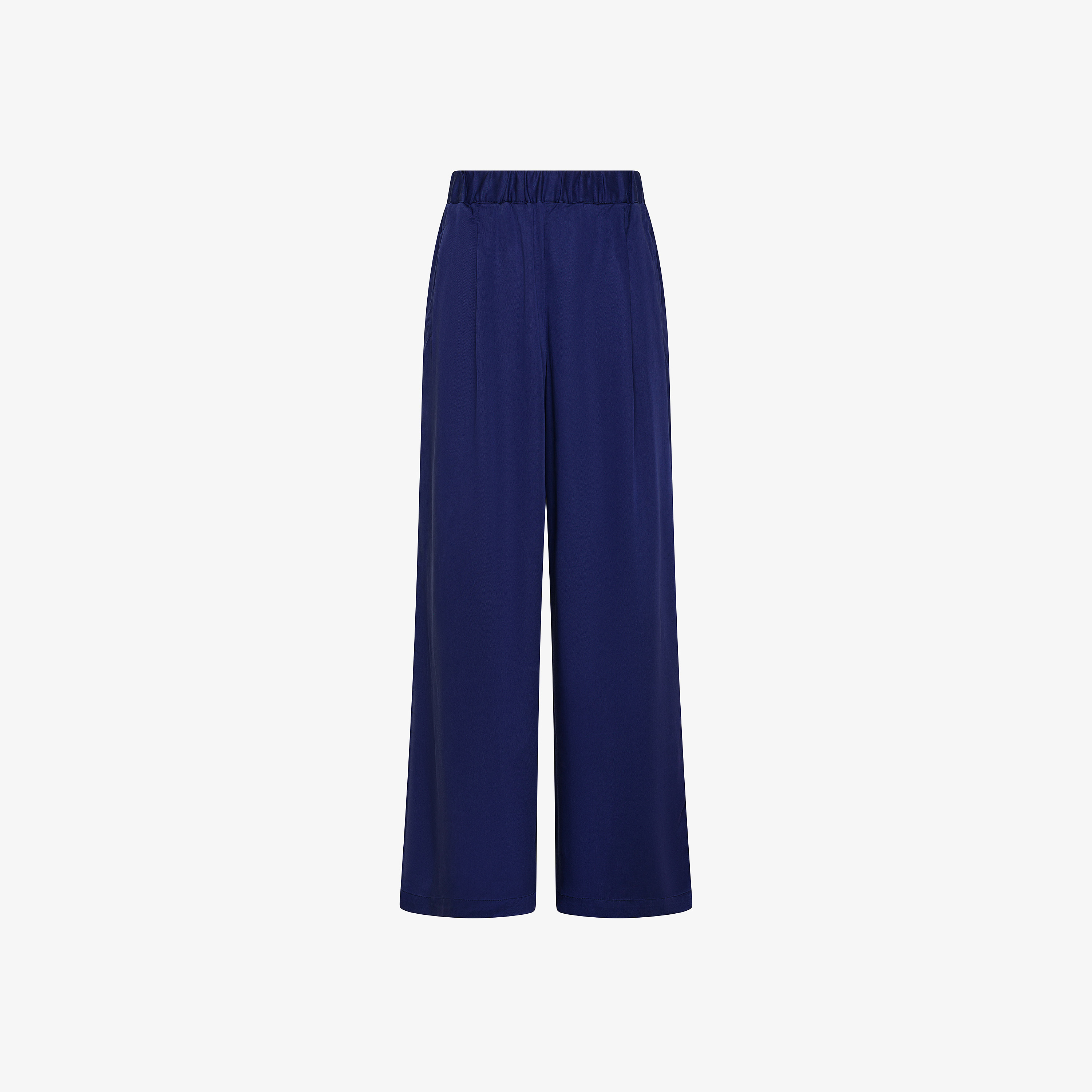 Navy blue fluid fabric trousers