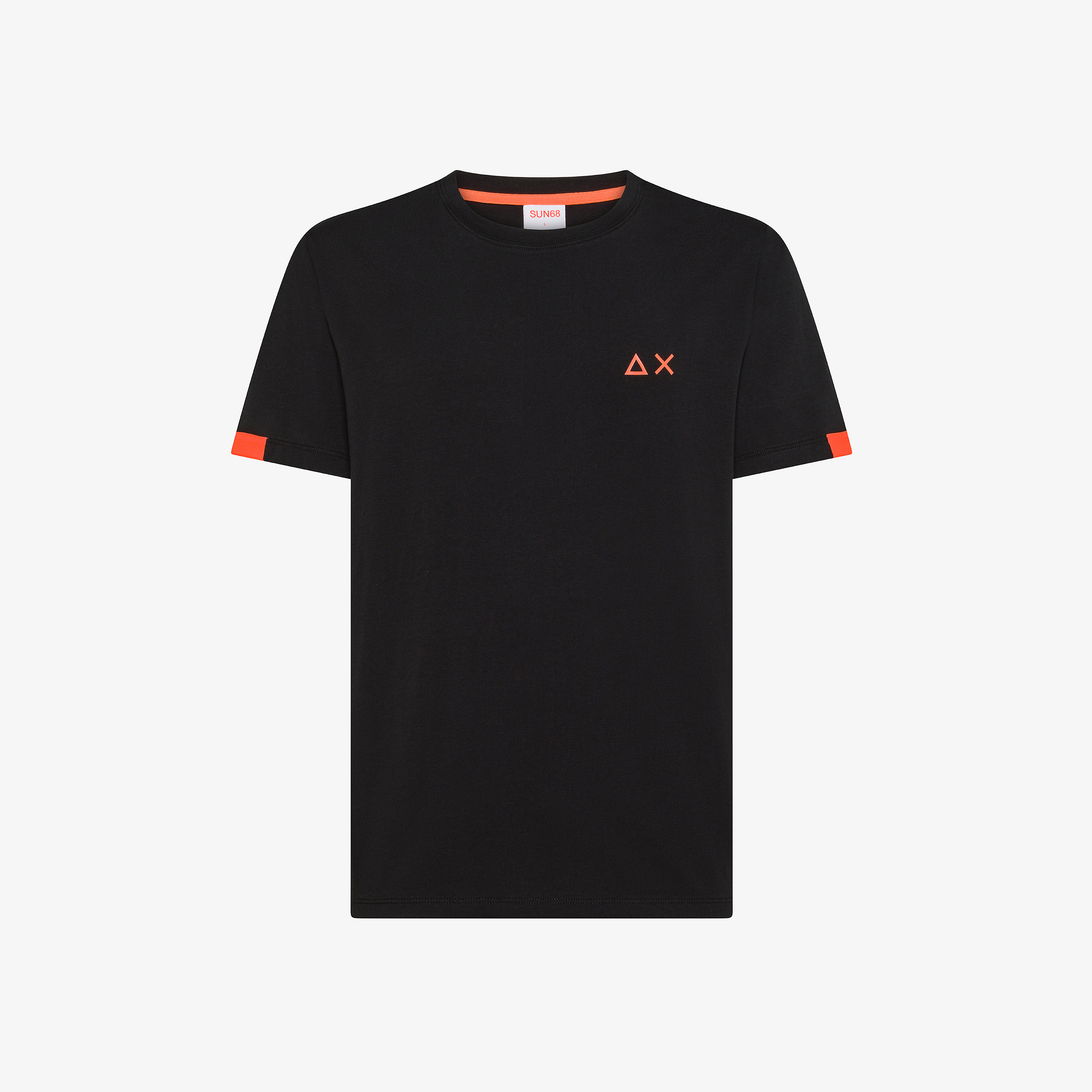 Black cotton t-shirt with fluorescent logo
