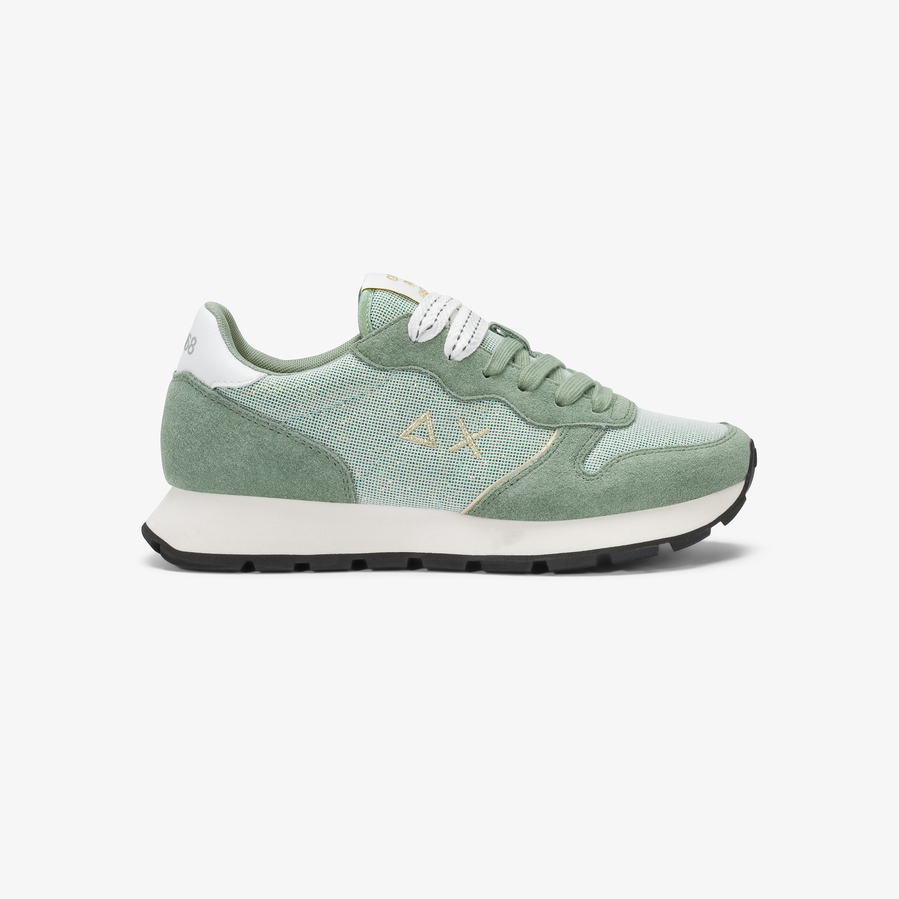 Sneaker Ally Glitter in suede e lurex verde salvia