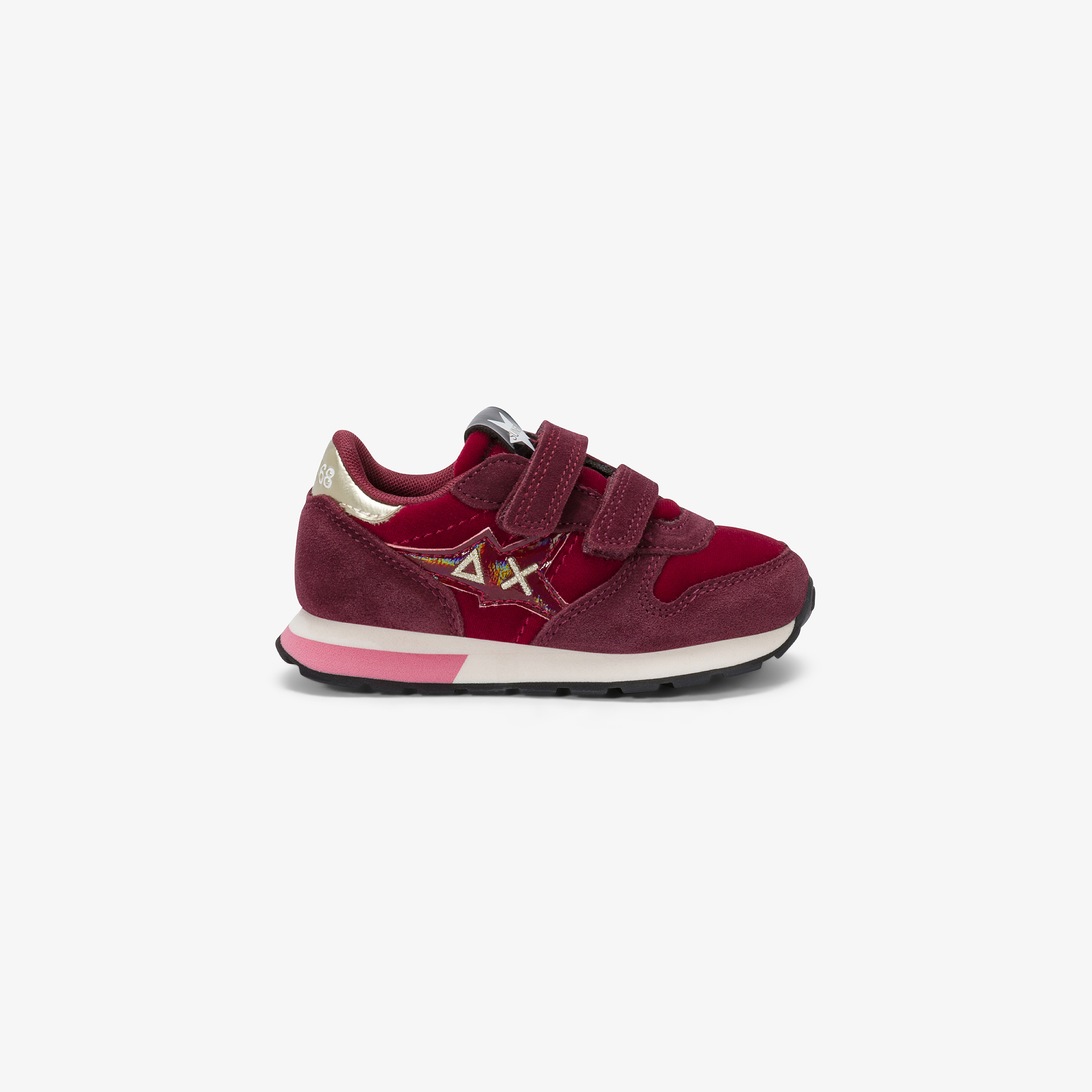Sneaker Baby Girl's Stargirl Velvet con cinturini bordeaux