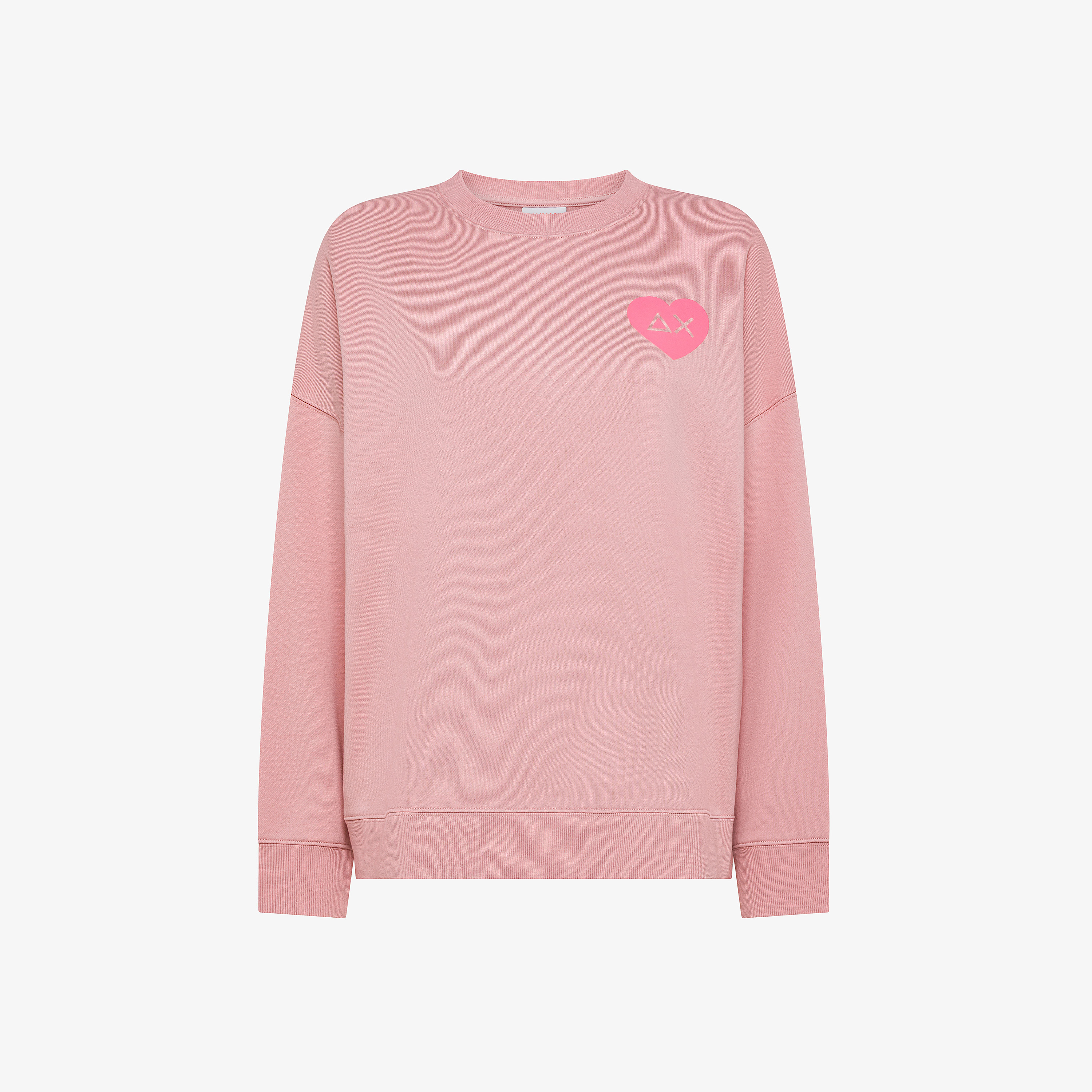 Dark pink cotton sweatshirt with heart patch