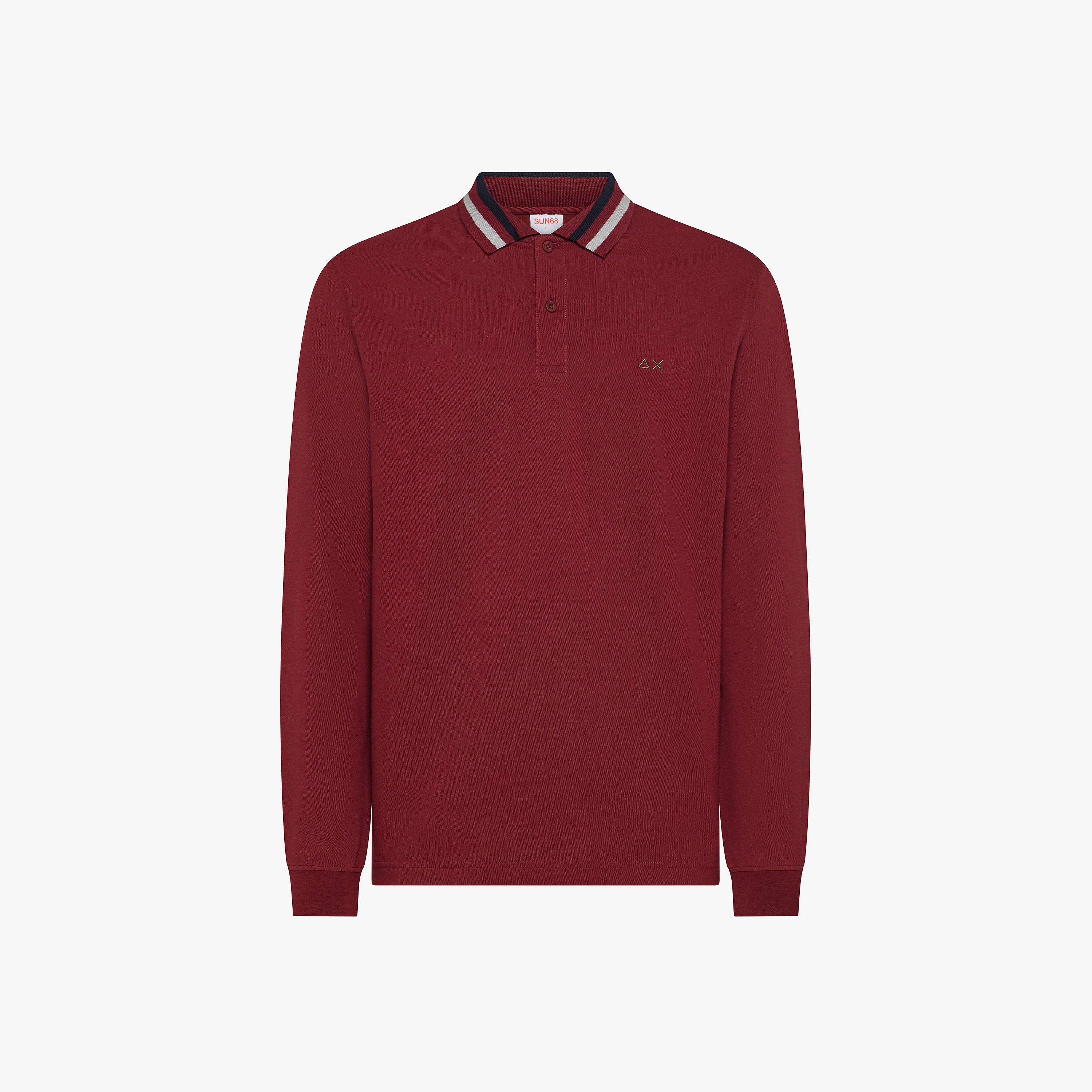 Polo in piquet con colletto a righe bordeaux Polo in piquet con colletto a righe bordeaux
