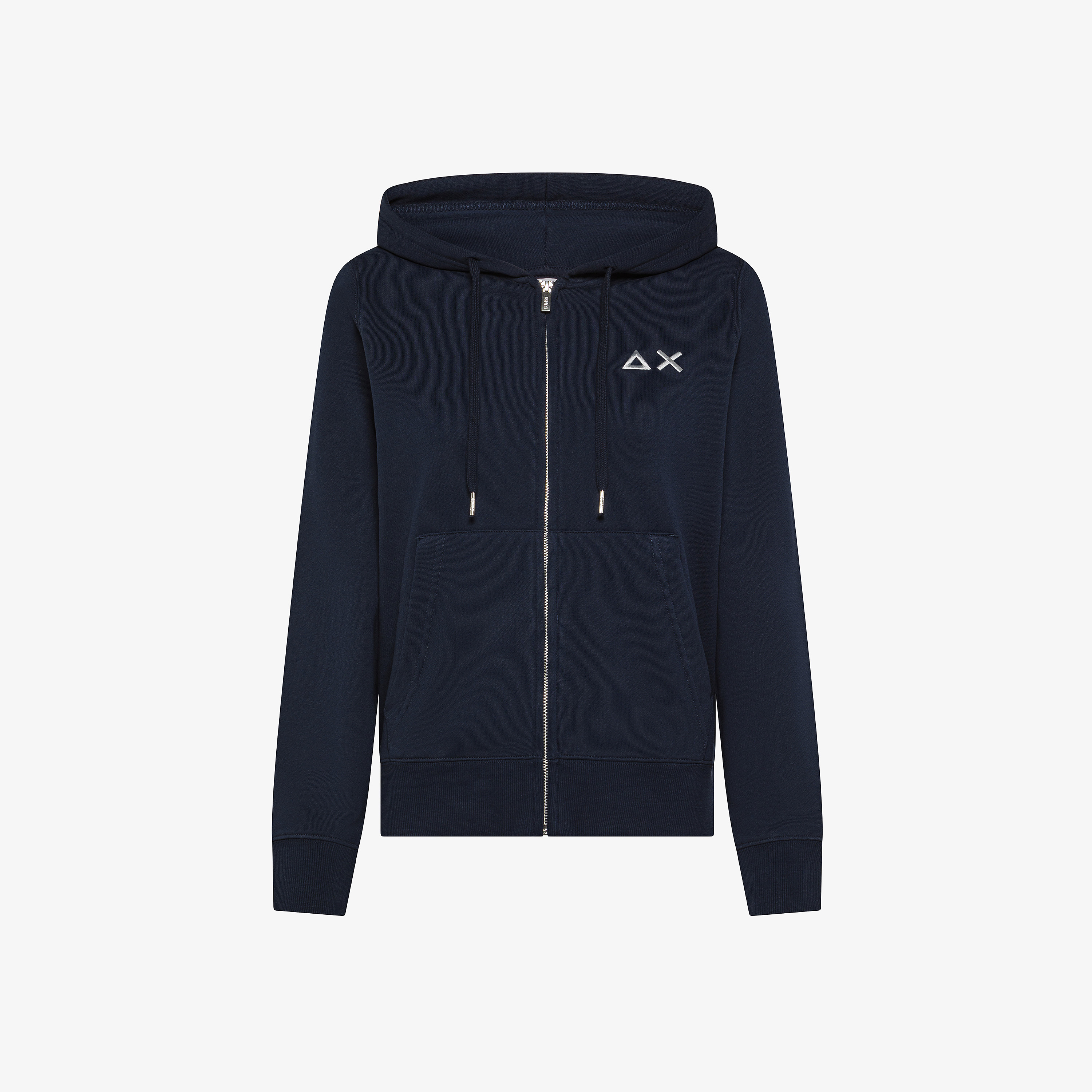Felpa in cotone con tasche e zip navy blue