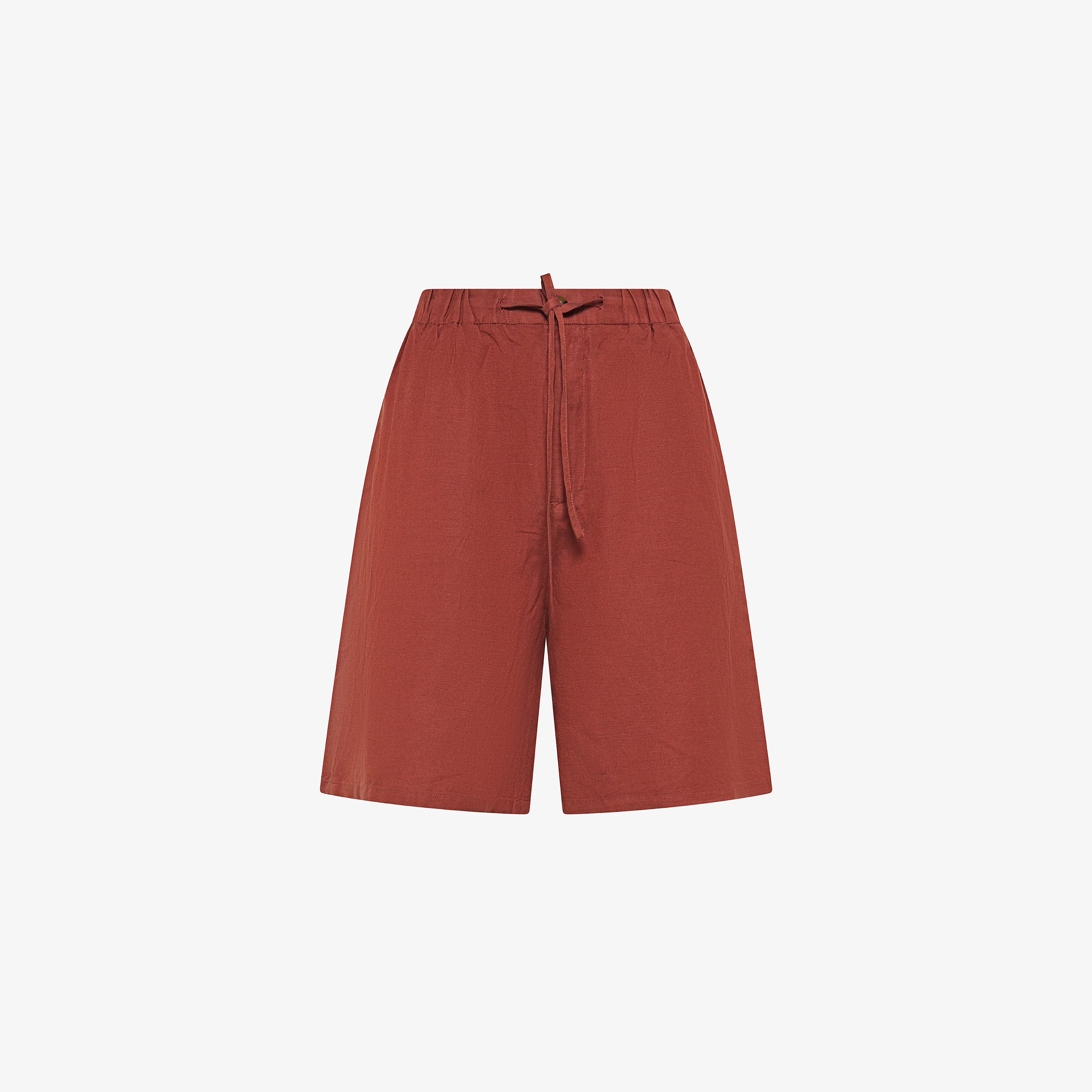 Cacao brown linen blend Bermuda shorts