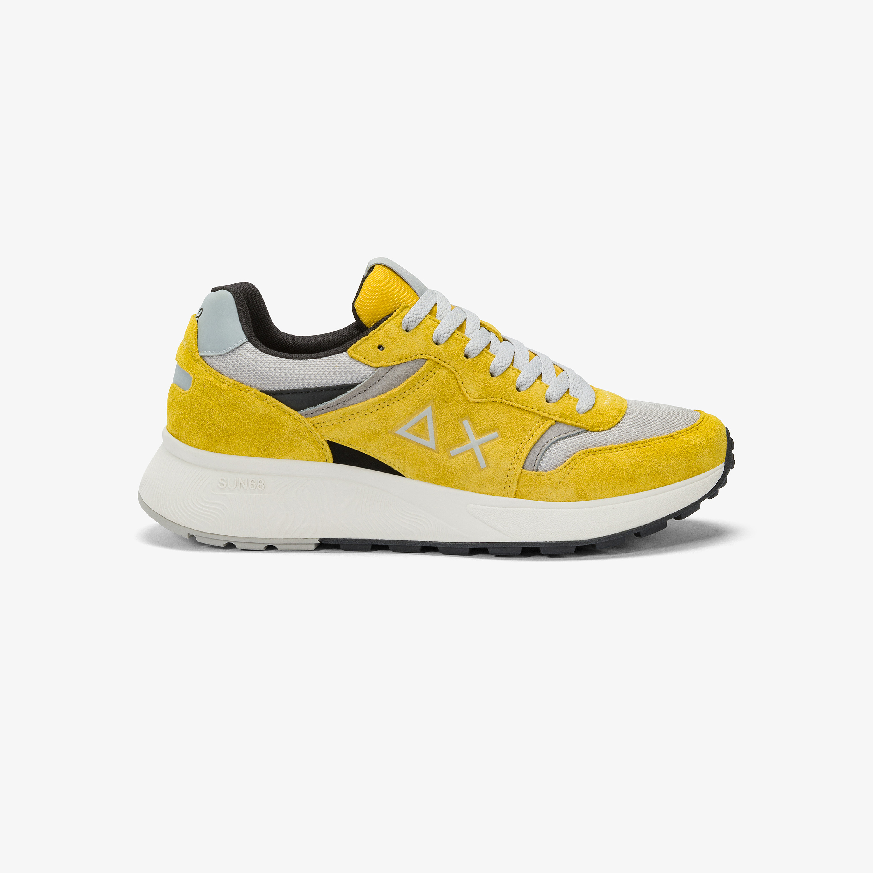 Sun Daddy yellow nylon and suede sneaker