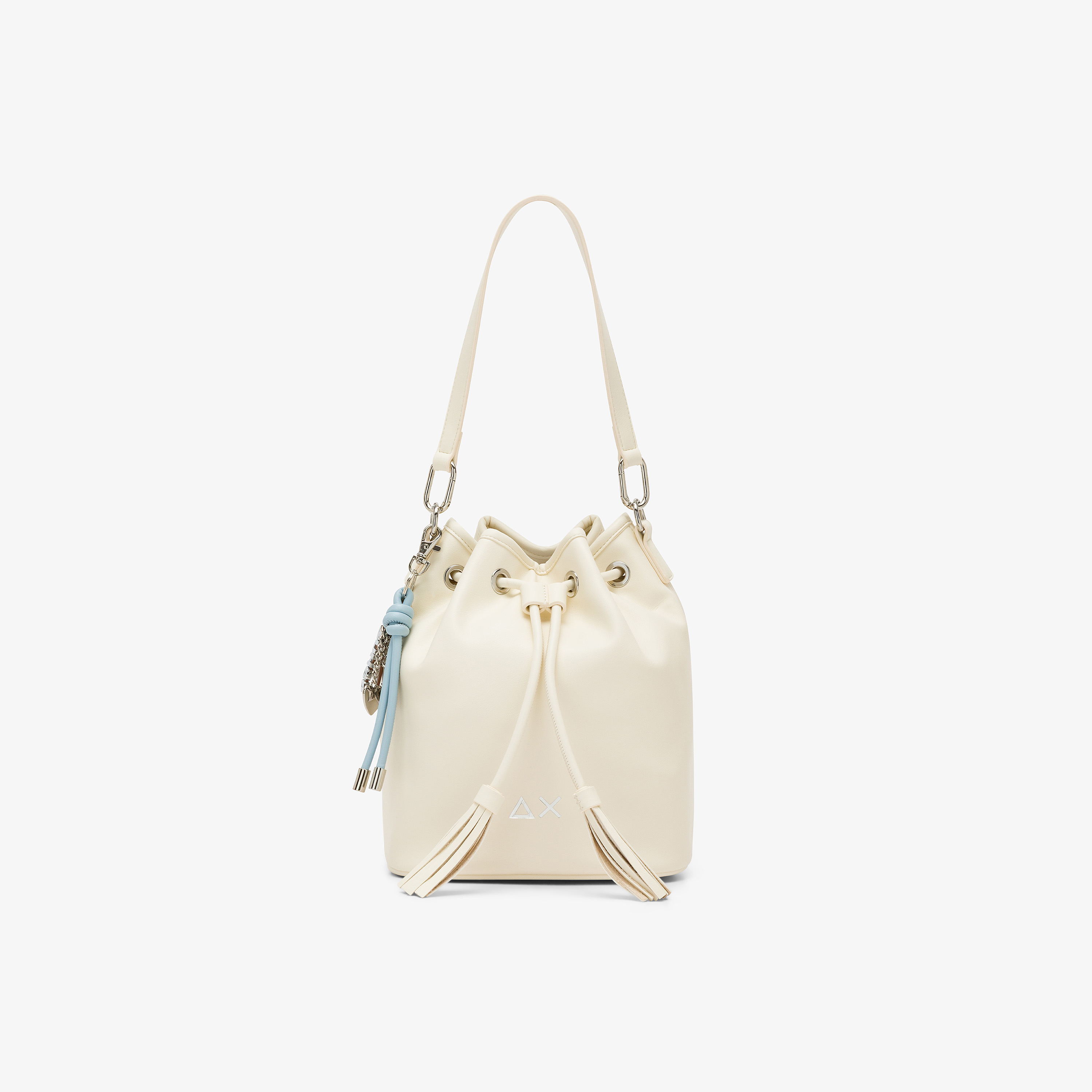 Off white PU bucket bag with shoulder strap