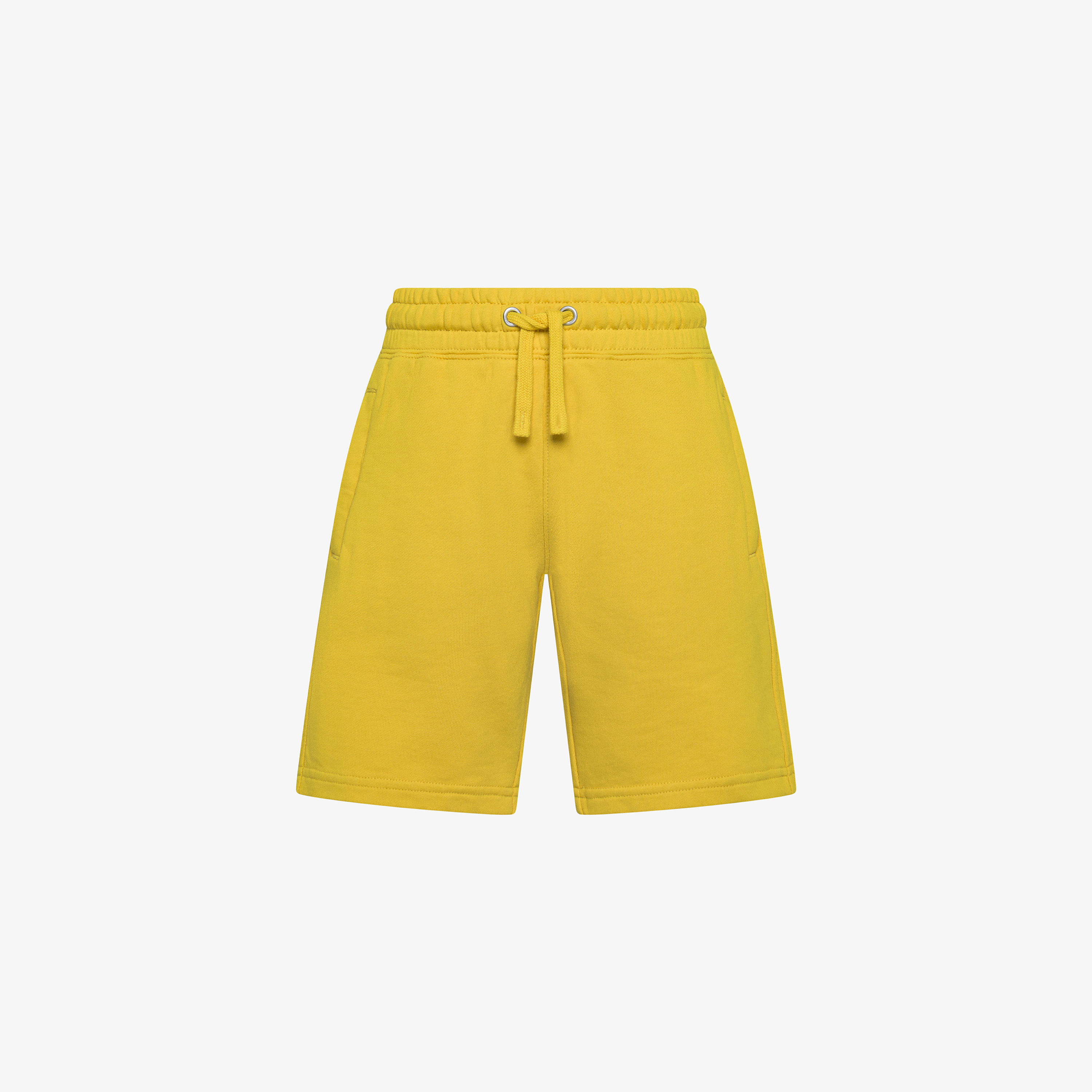 Yellow cotton fleece Bermuda shorts