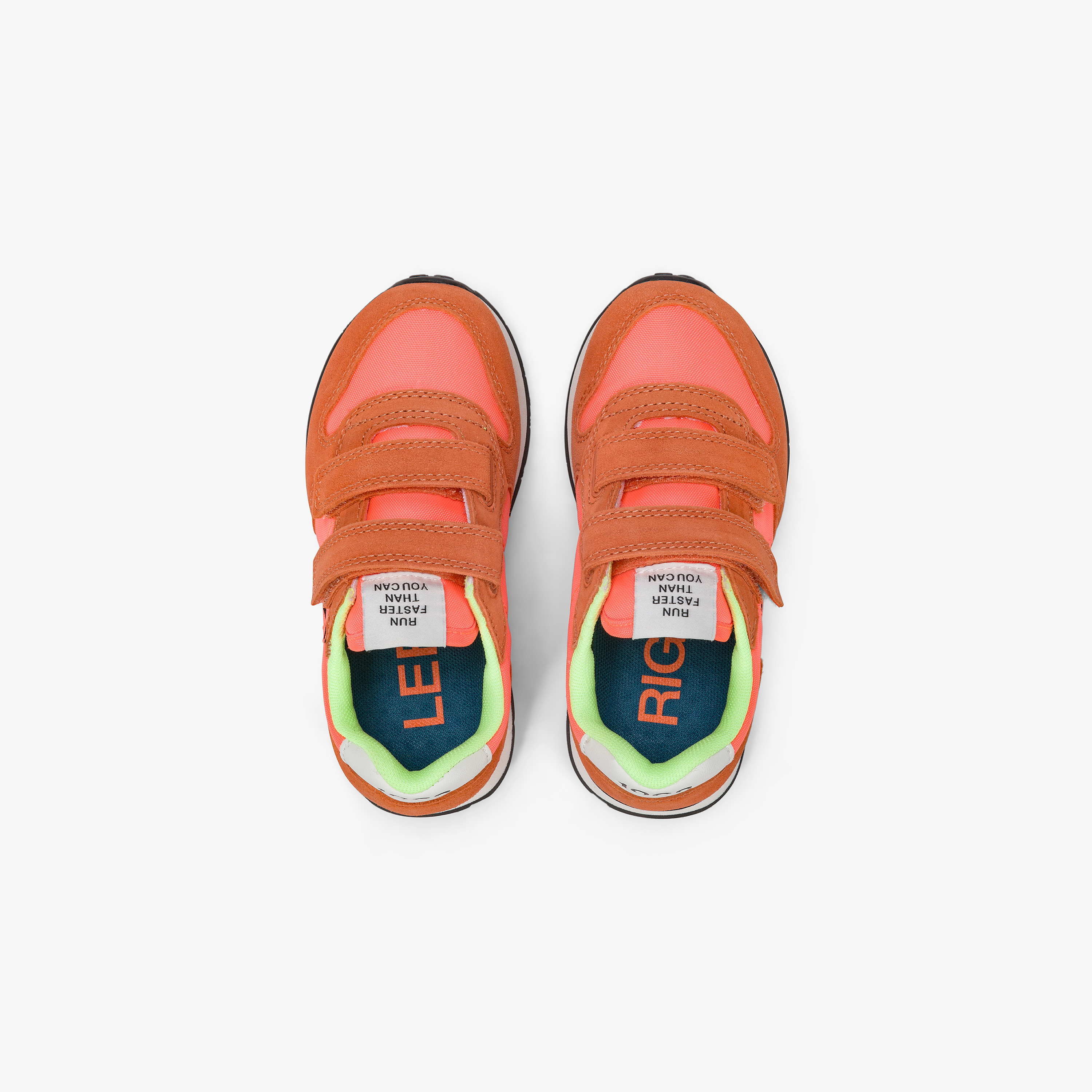 Boys' Tom fluorescent orange nylon and suede sneaker