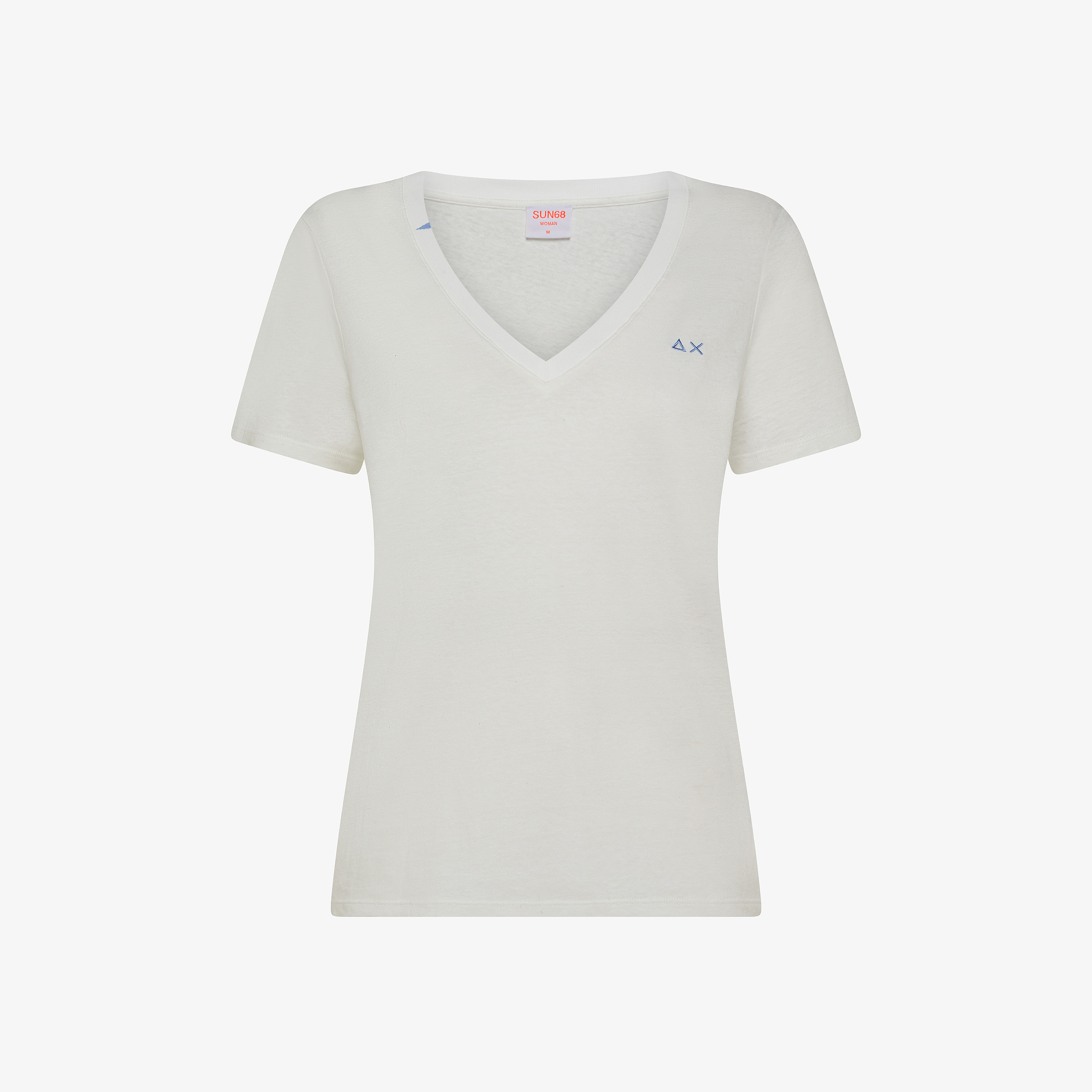 T-shirt in lino e cotone bianco panna