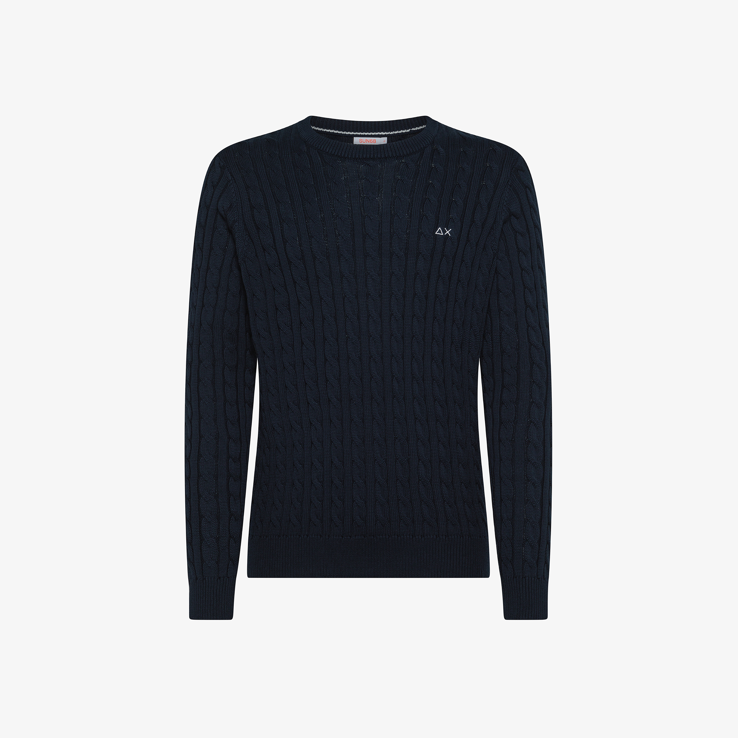 Maglione in cotone a trecce blu navy