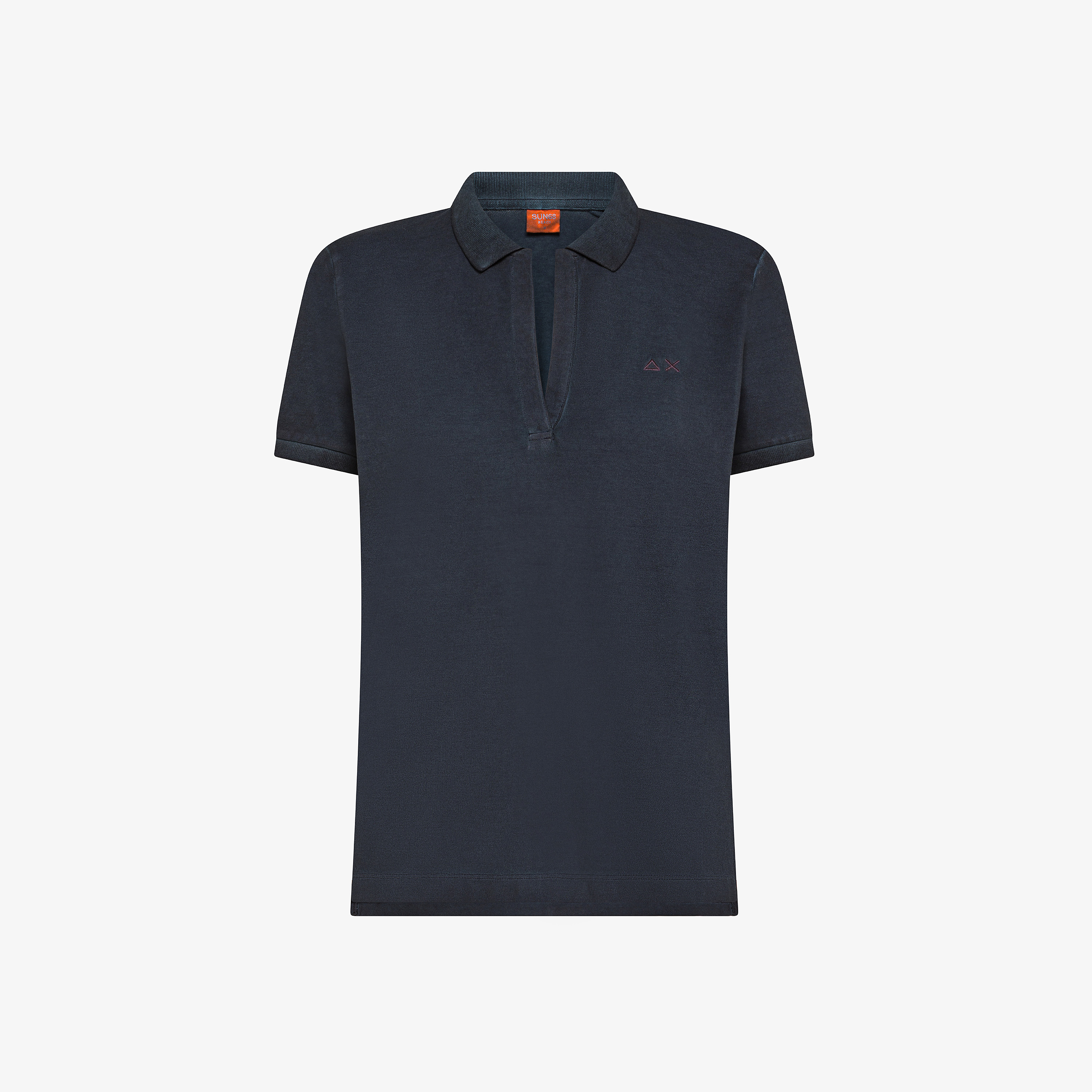 Polo con trattamento vintage in piquet blu navy
