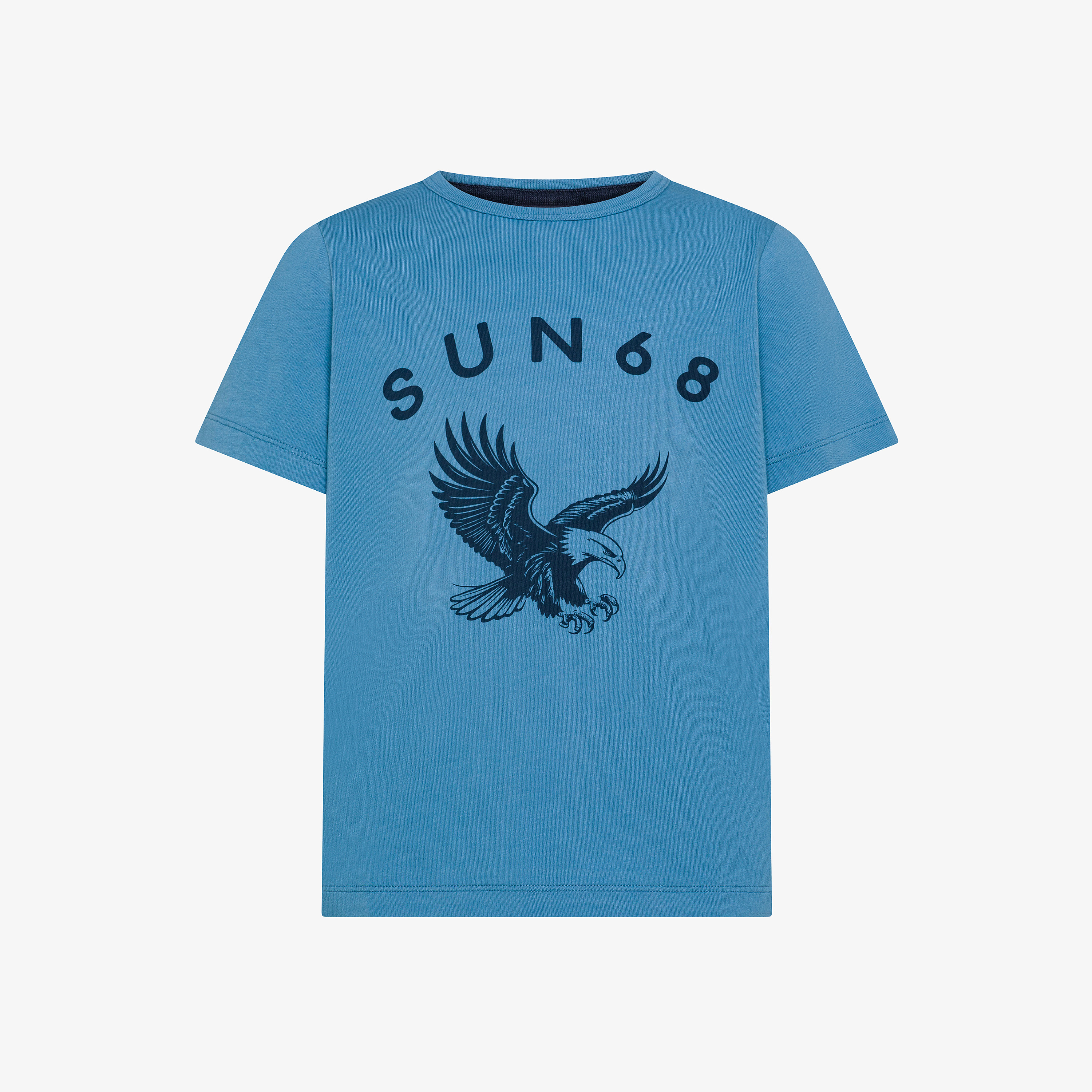 Avio blue printed cotton jersey T-shirt