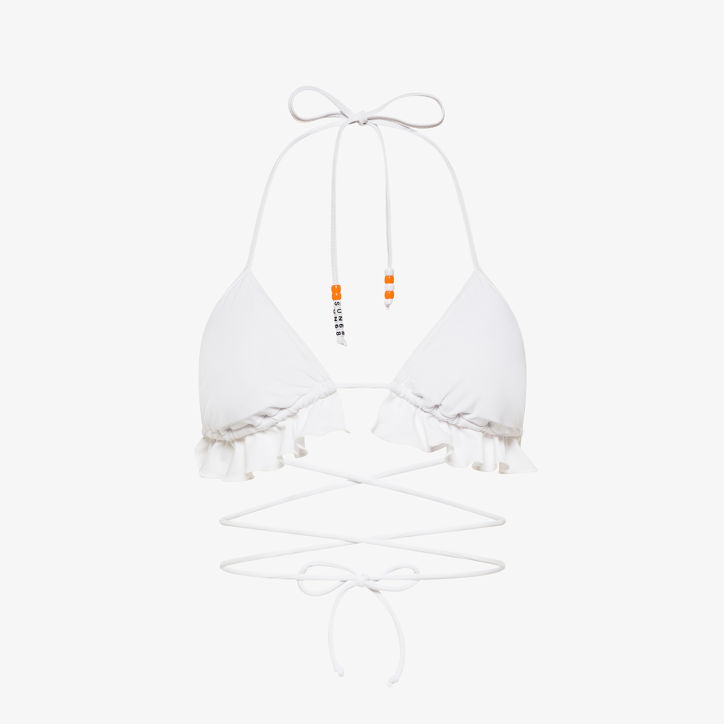 White ruffled nylon bikini