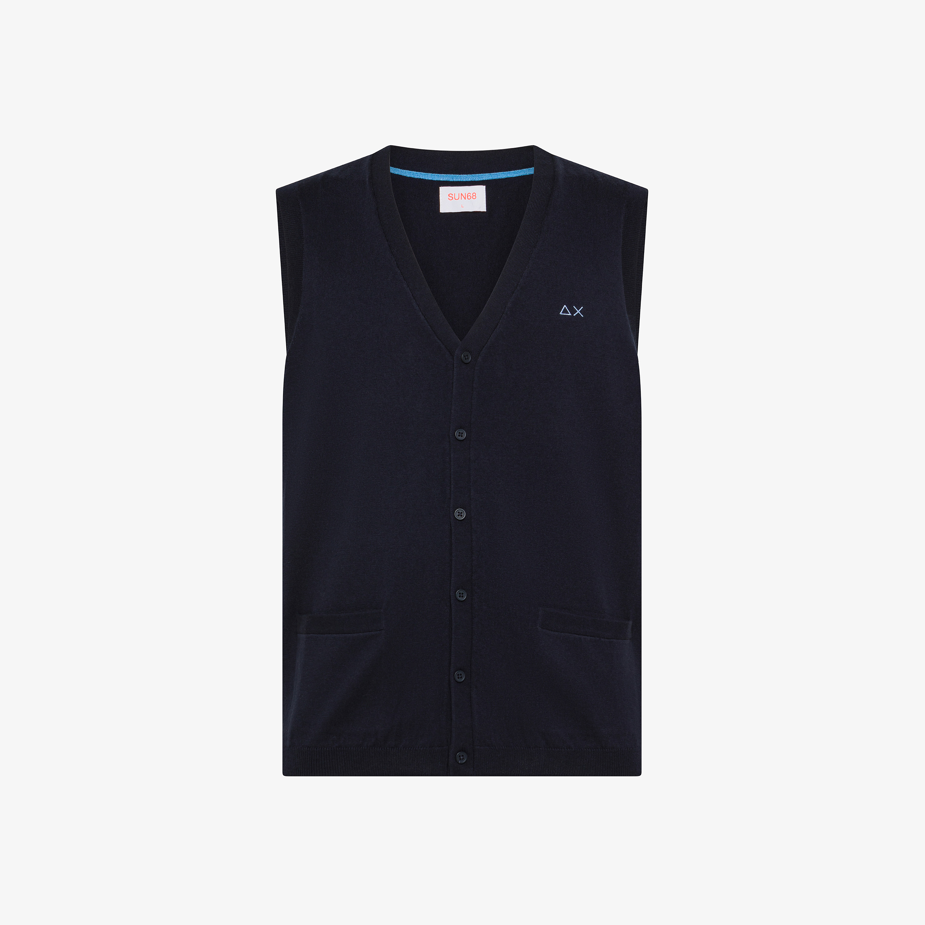 Gilet in cotone e lana con bottoni navy blue