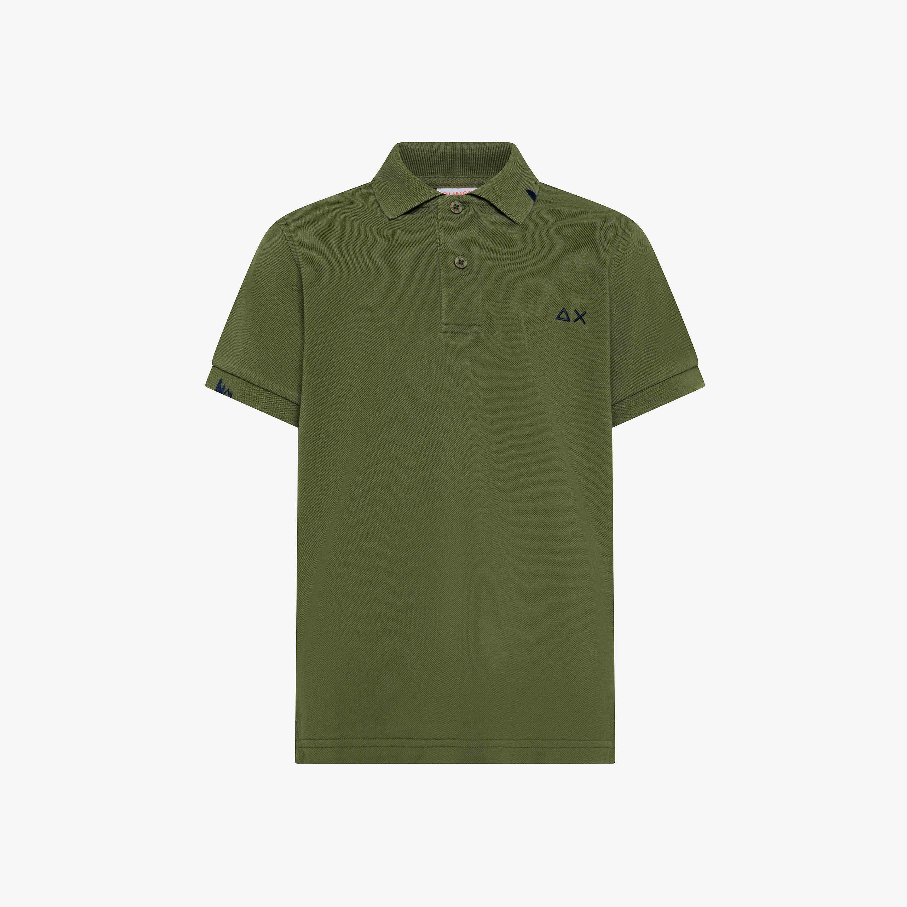 Dark green cotton piqué polo shirt