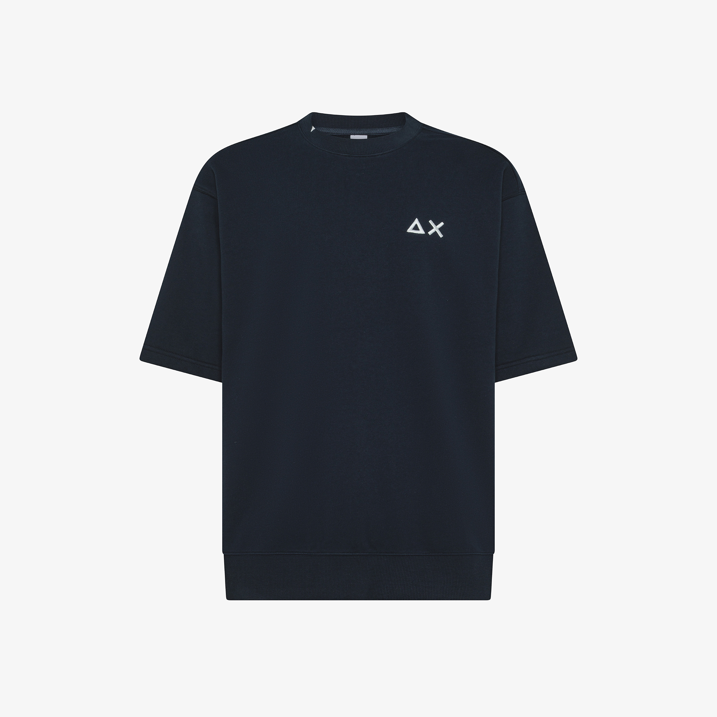 Navy blue sweatshirt with short sleeves