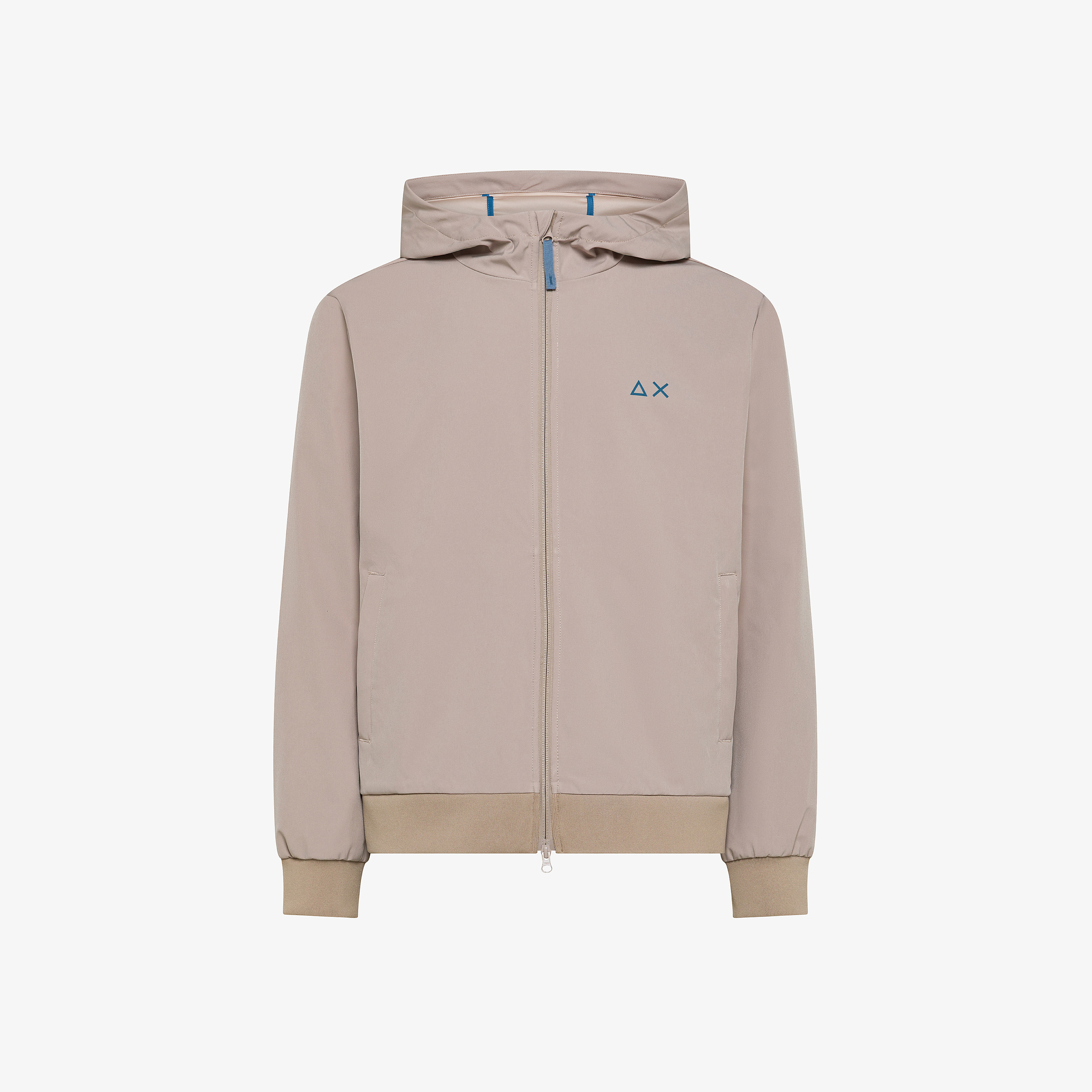 Giacca in scuba con cappuccio grigio stone