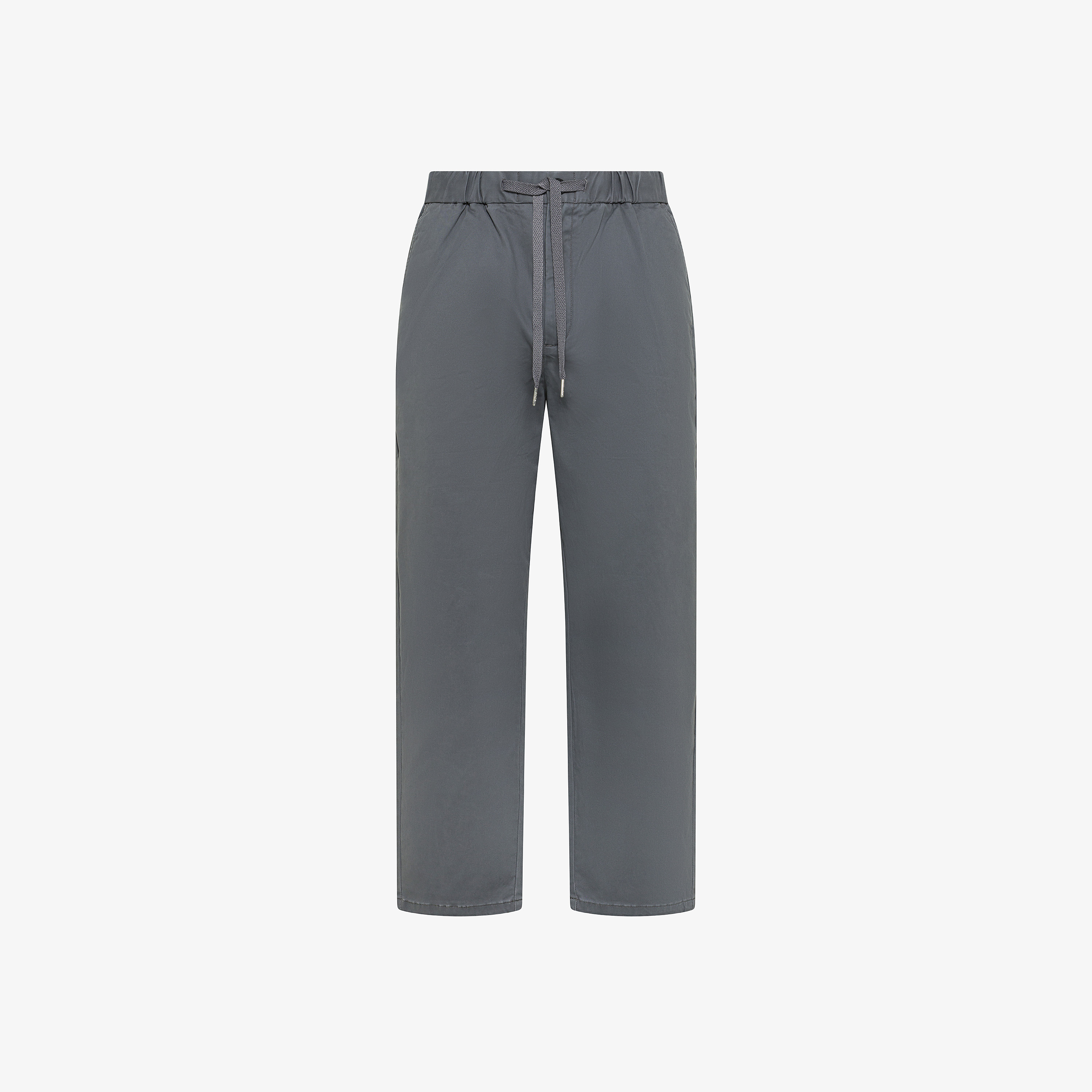 Pantaloni in cotone con coulisse grigio scuro Pantaloni in cotone con coulisse grigio scuro