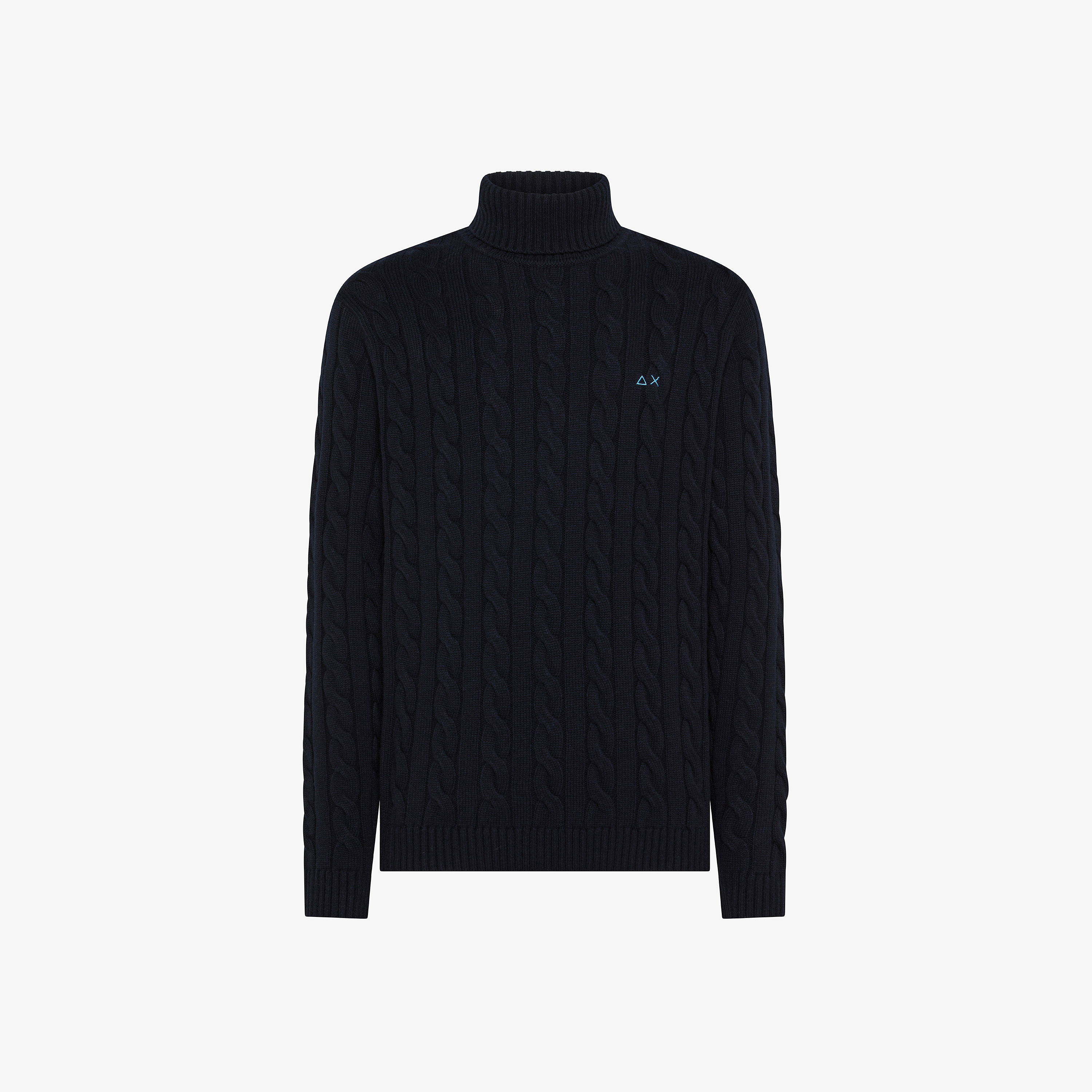 Maglia dolcevita in misto lana a trecce navy blue Maglia dolcevita in misto lana a trecce navy blue