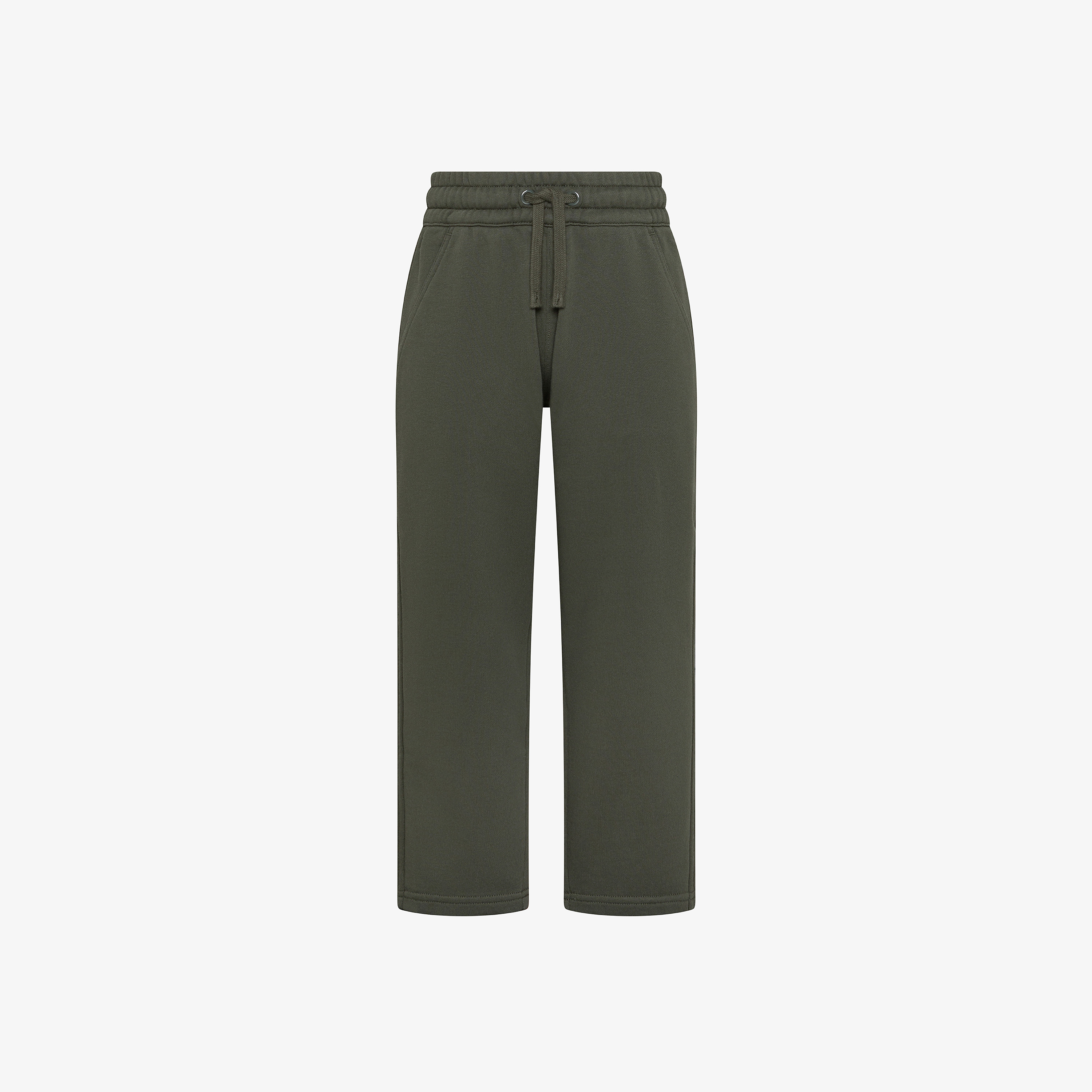 Dark military cotton fleece joggers with drawstring